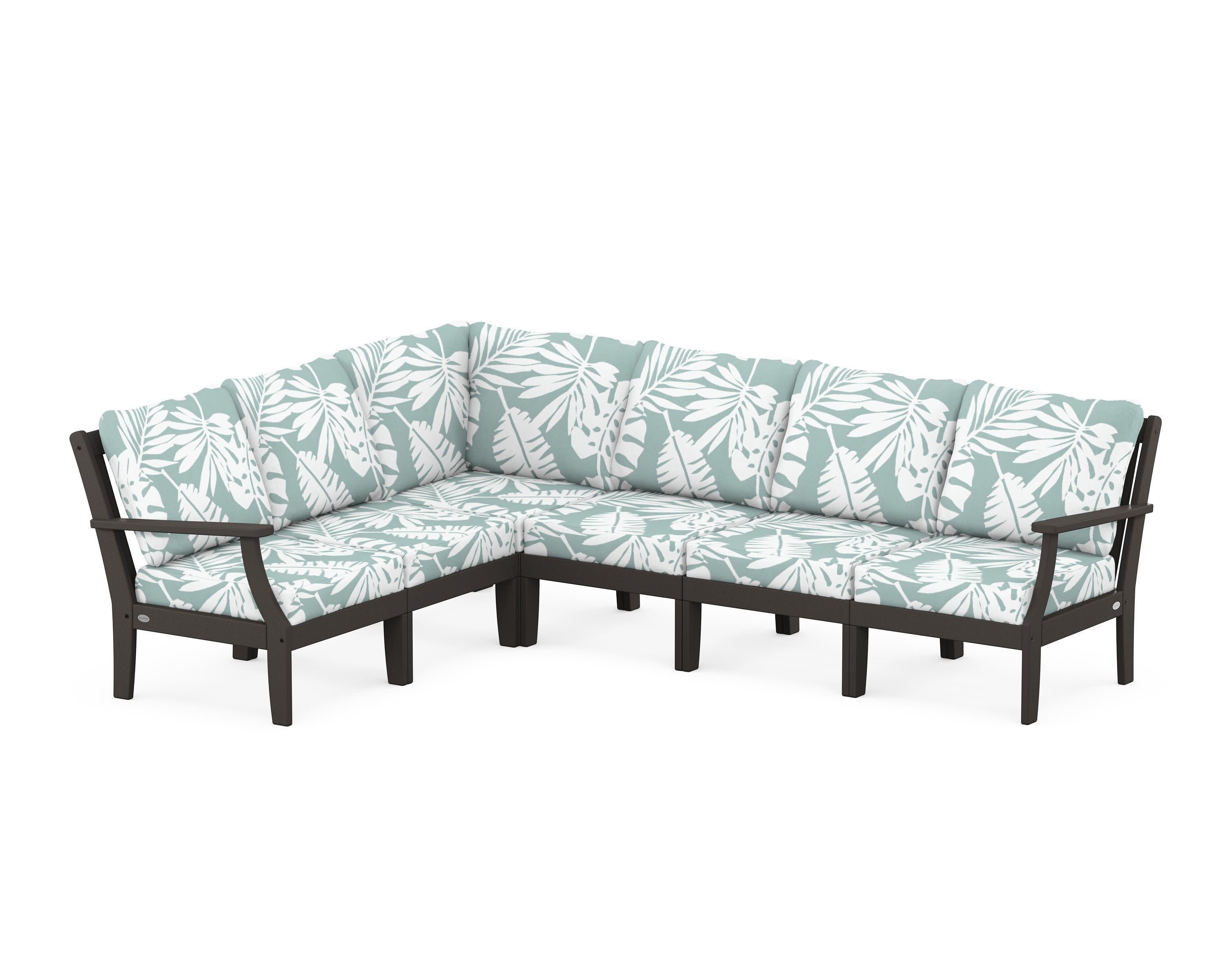 Braxton Modular 6-Piece Deep Seating Set in Vintage Coffee / Leaf Glacier Spa