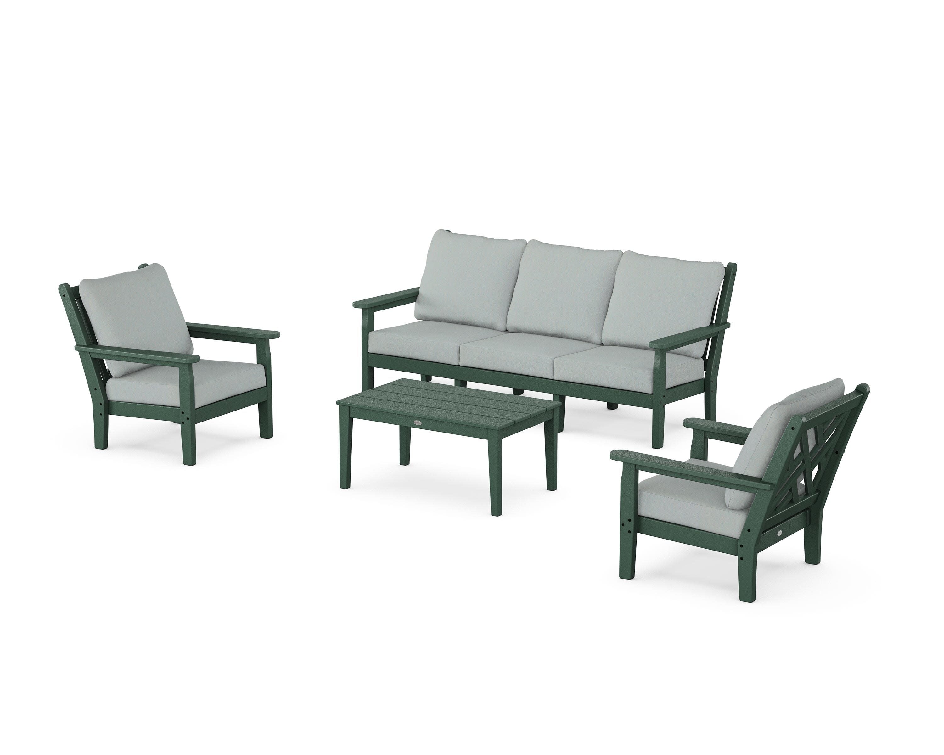 Chippendale 4-Piece Deep Seating Set with Sofa in Green / Spa