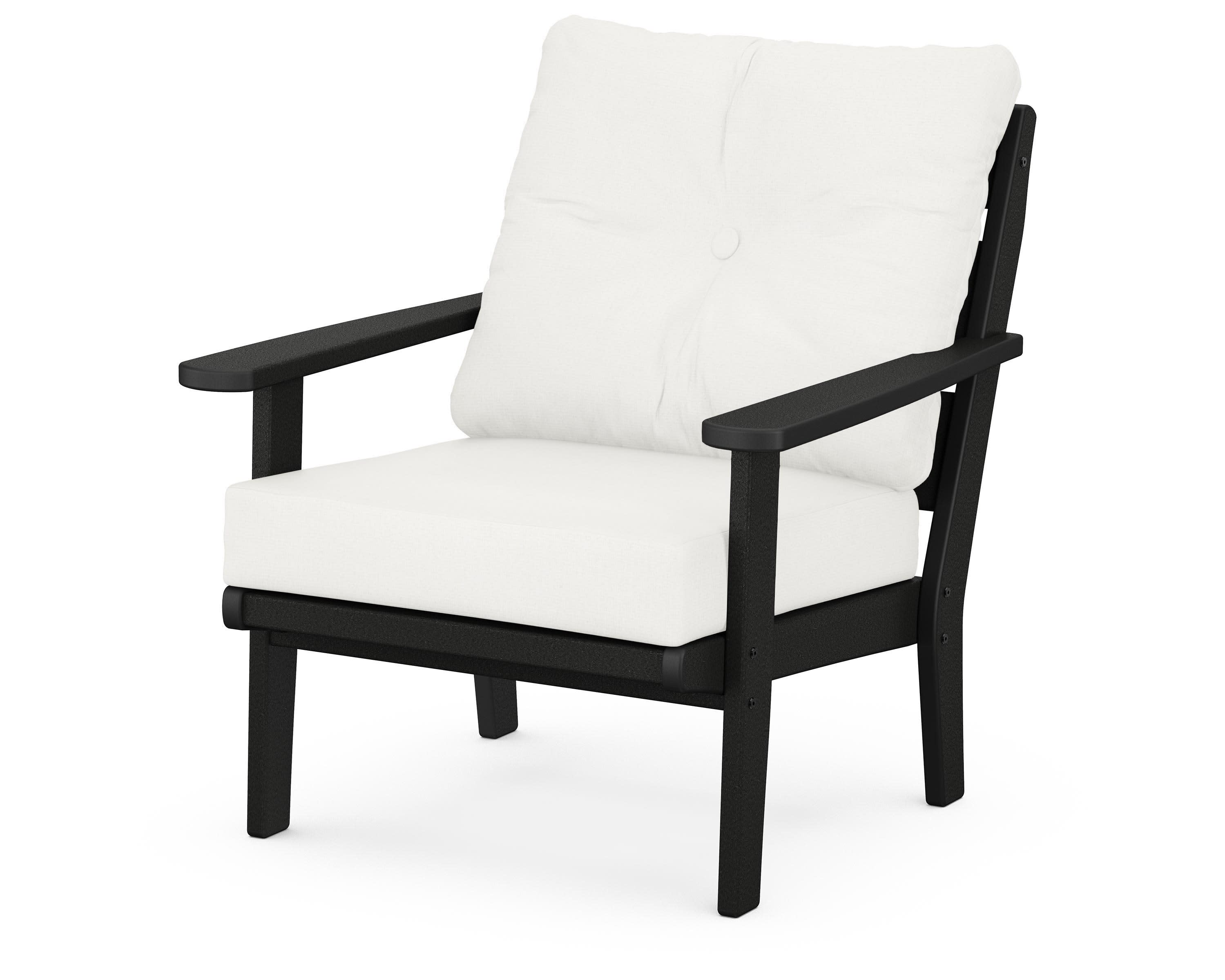Lakeside Deep Seating Chair in Black / Natural Linen