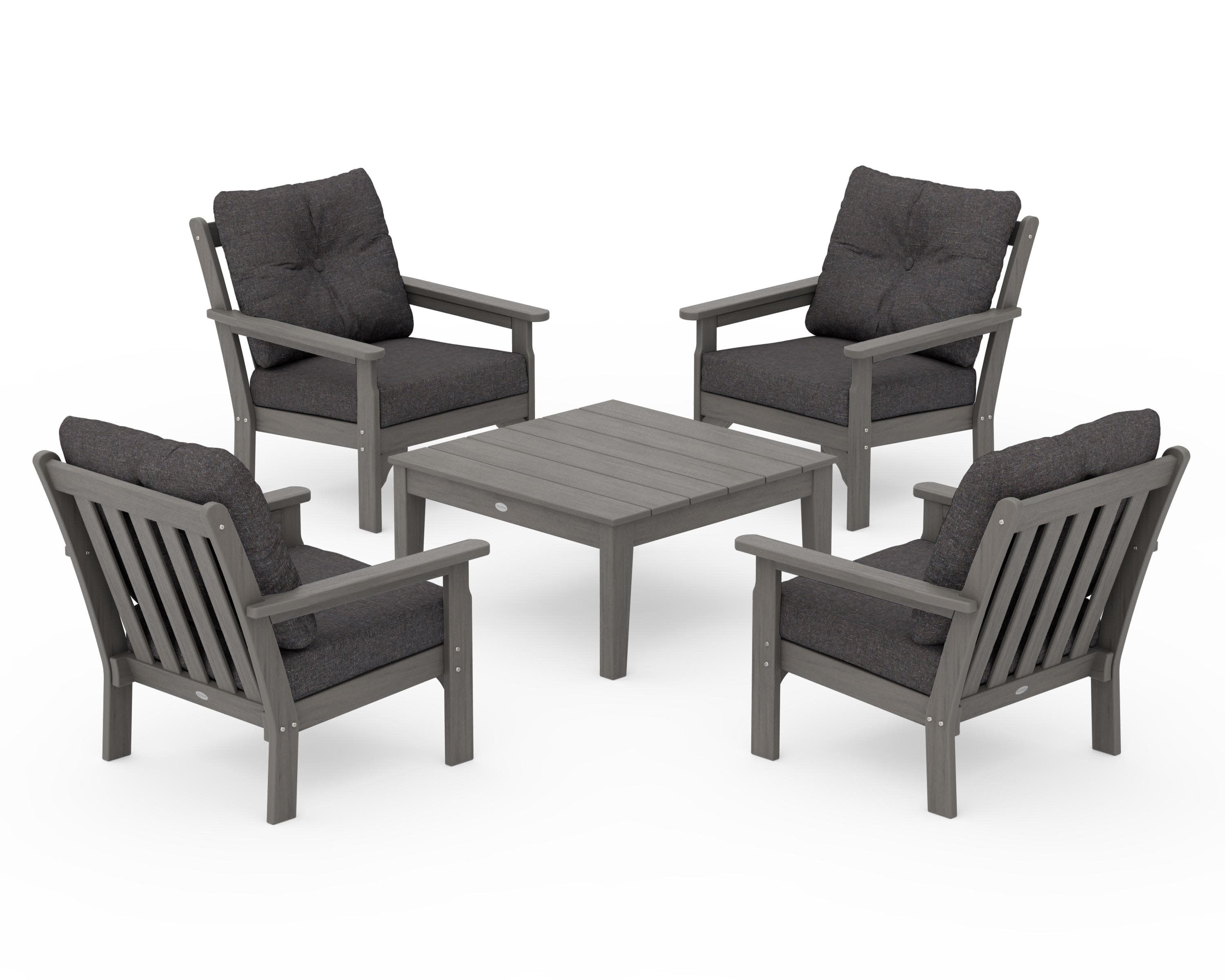 Vineyard 5-Piece Deep Seating Conversation Set in Driftwood / Ash Charcoal