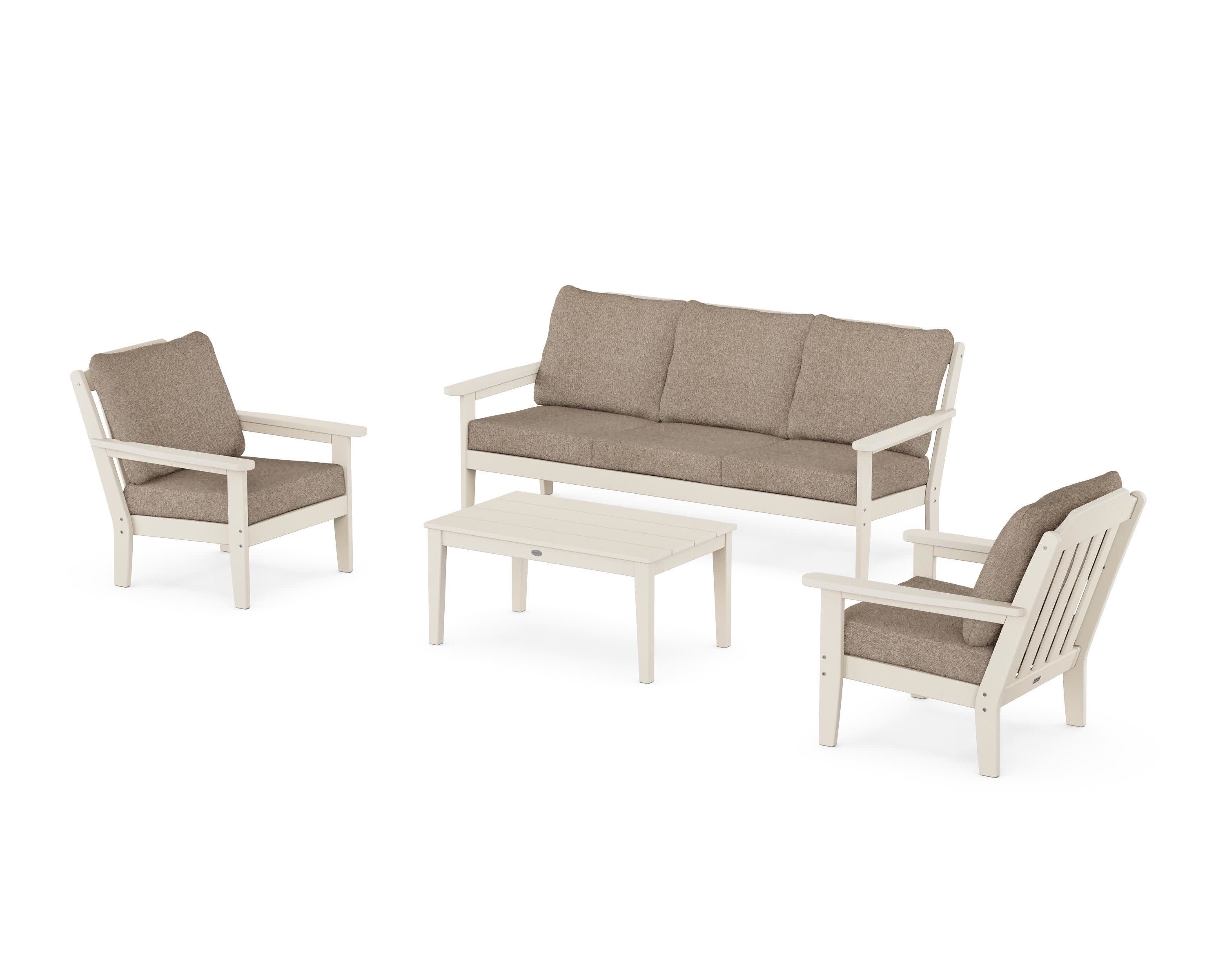 Cottage 4-Piece Deep Seating Set with Sofa in Sand / Spiced Burlap