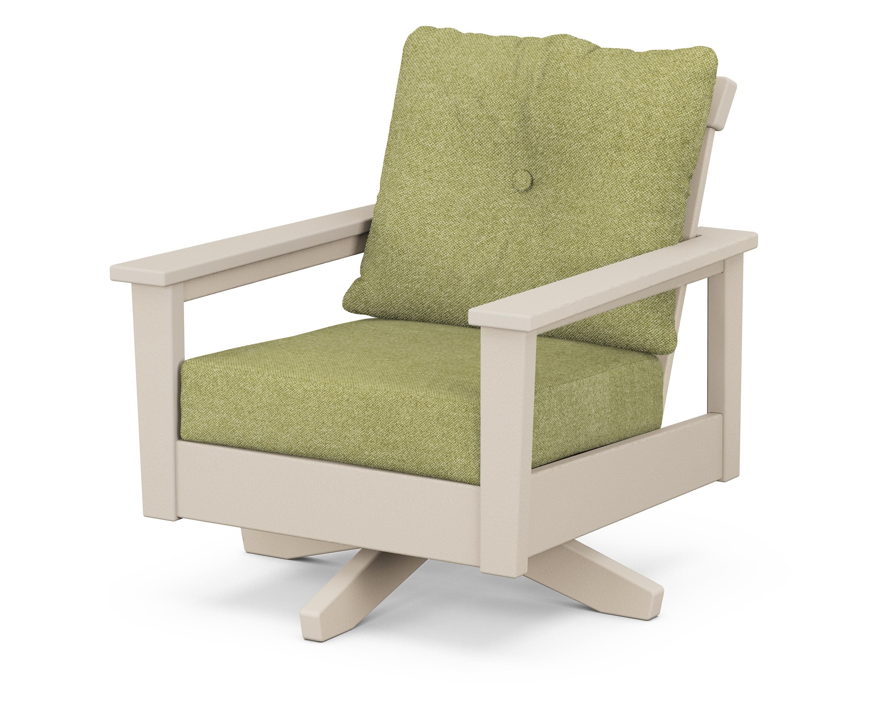 Prescott Deep Seating Swivel Chair in Sand / Chartreuse Boucle