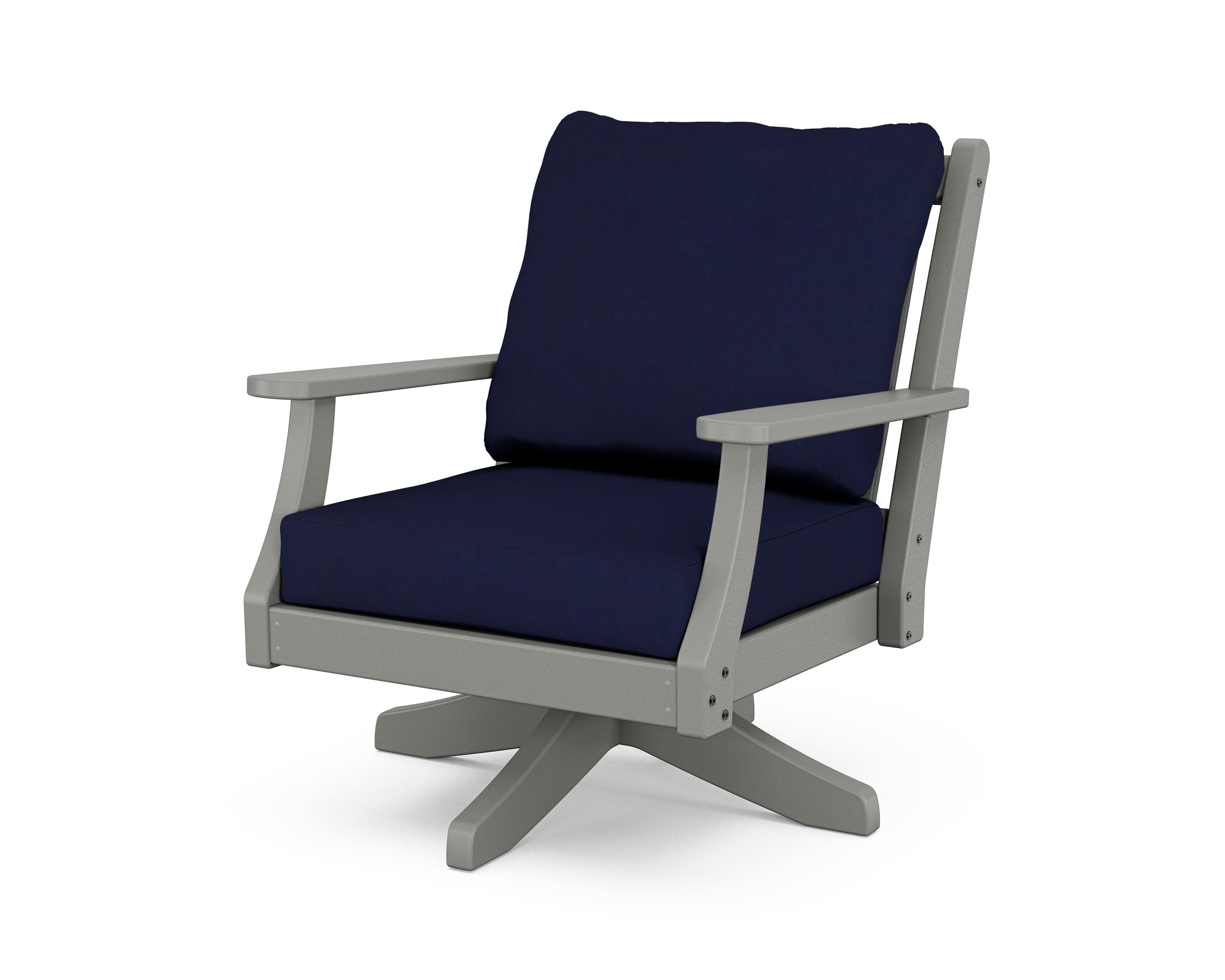 Wovendale Deep Seating Swivel Chair in Slate Grey / Navy