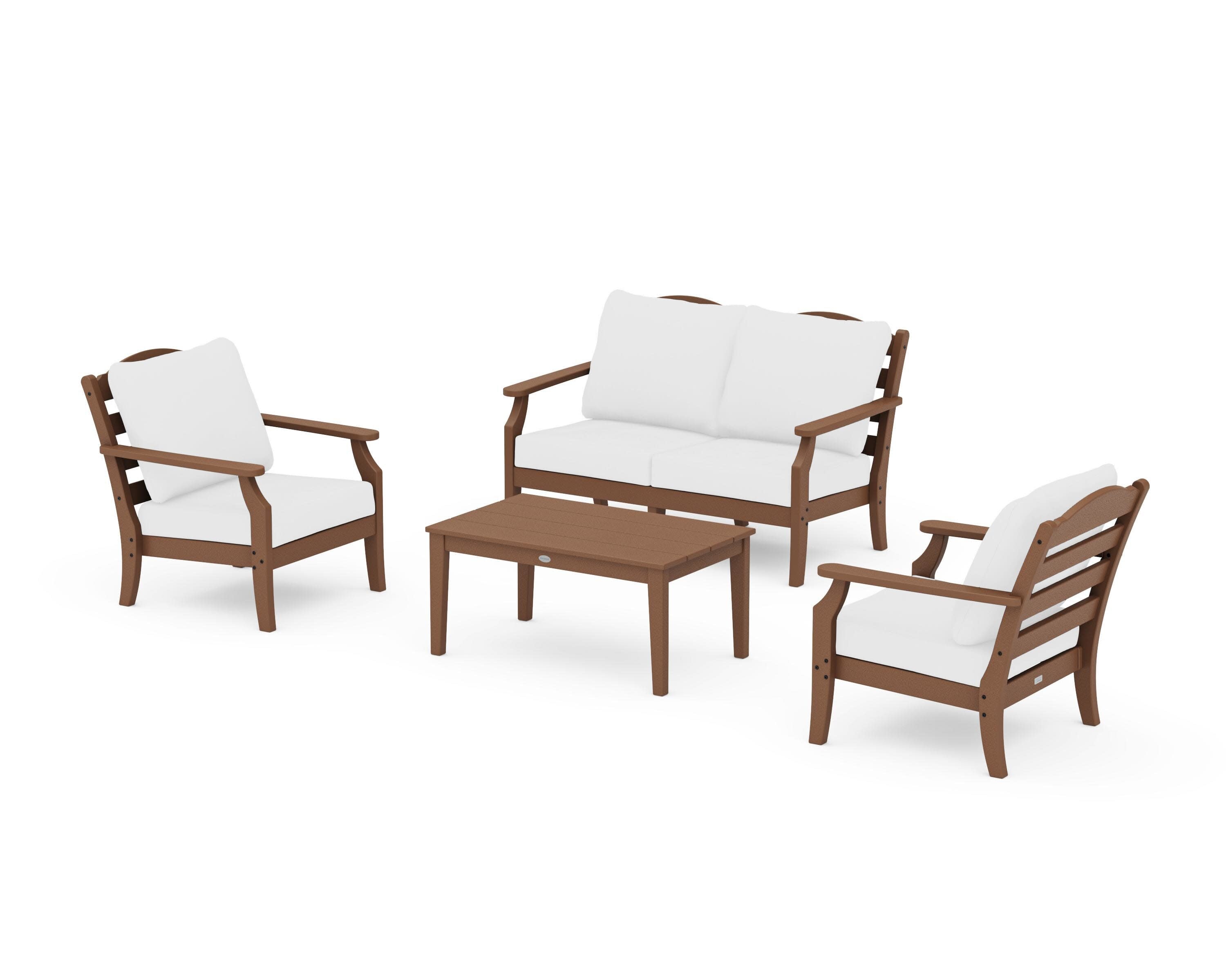 Savannah 4-Piece Deep Seating Set with Loveseat in Teak / Natural