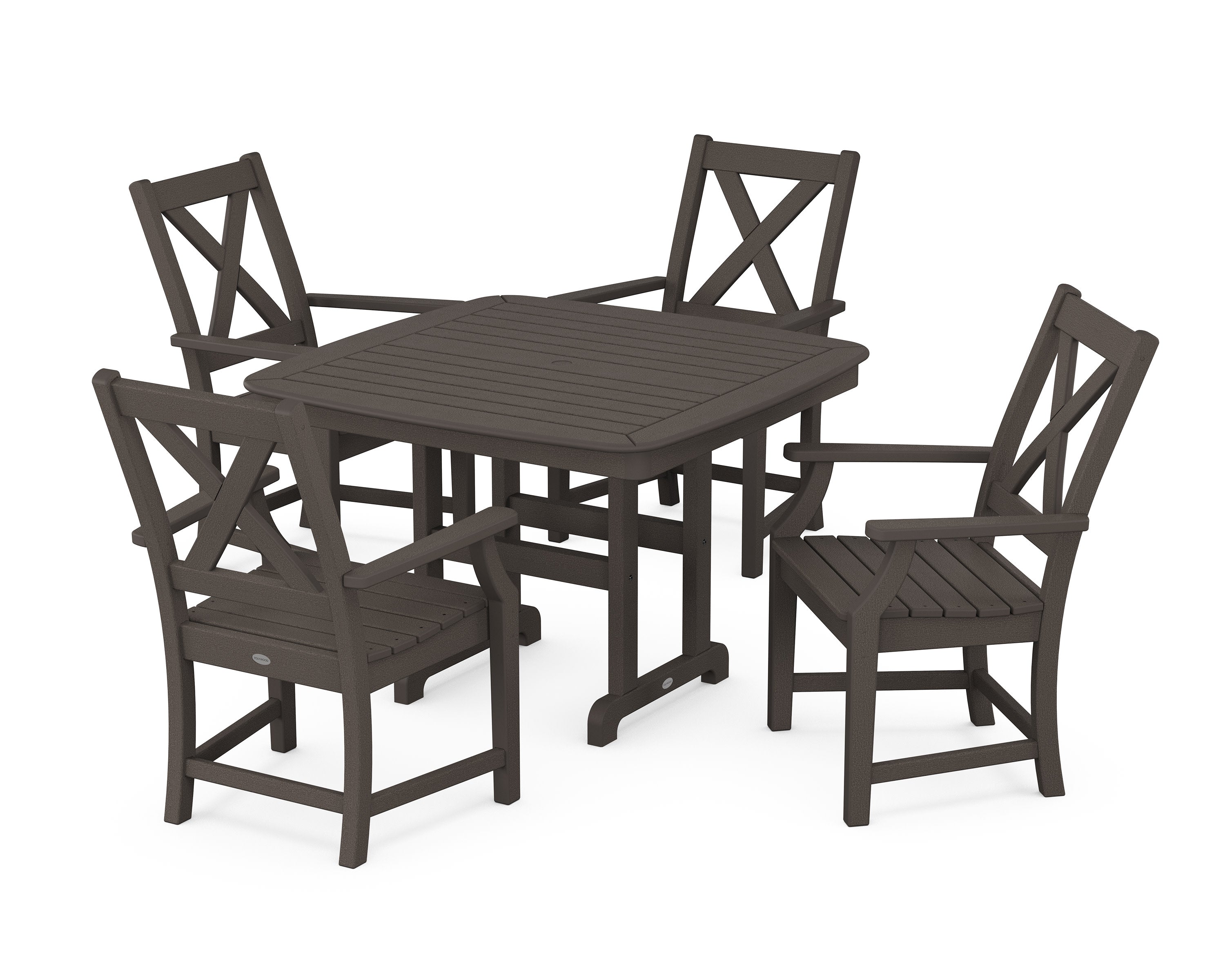 Braxton 5-Piece Dining Set with Trestle Legs in Vintage Coffee