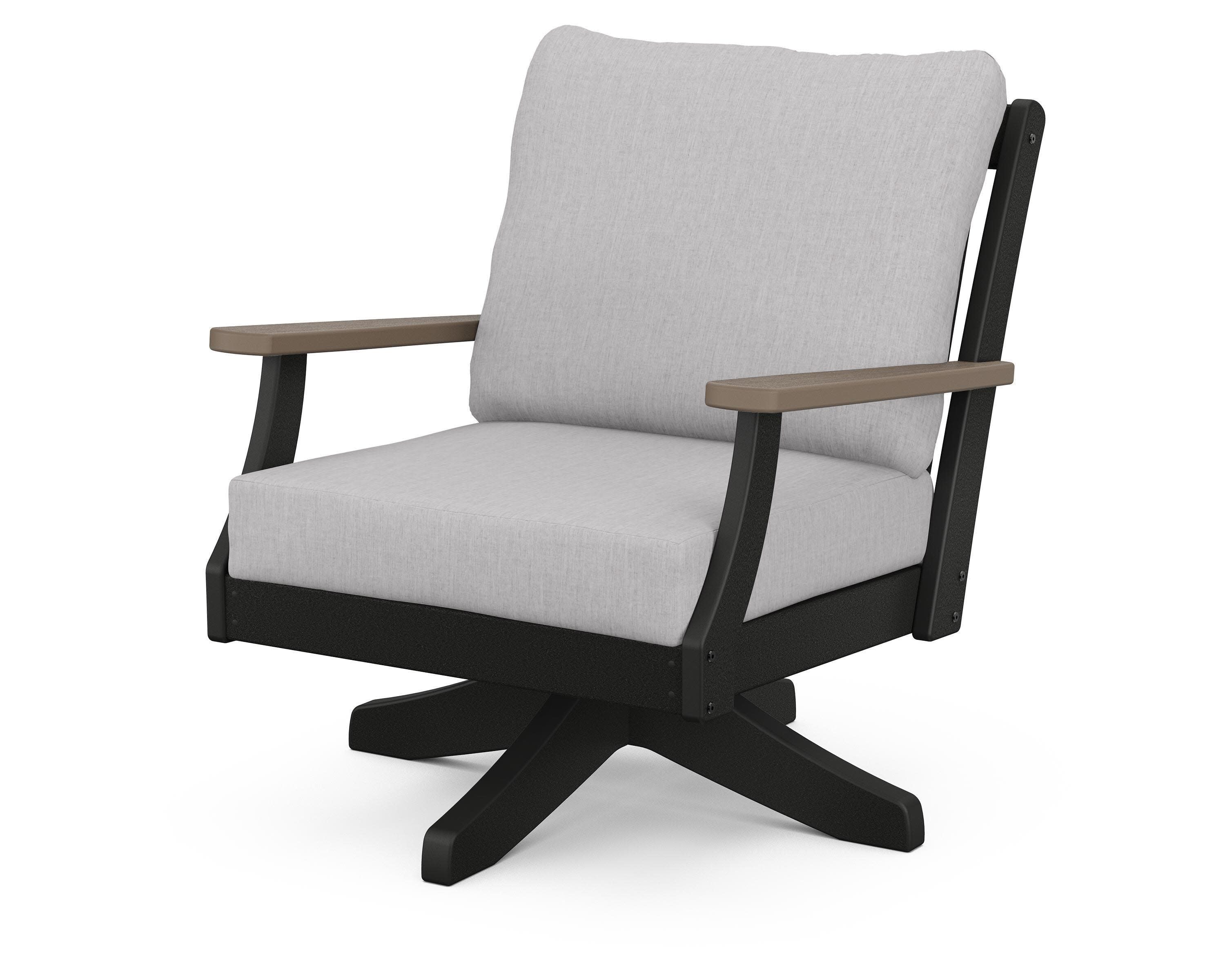 Braxton Deep Seating Swivel Chair in Black / Kona / Granite