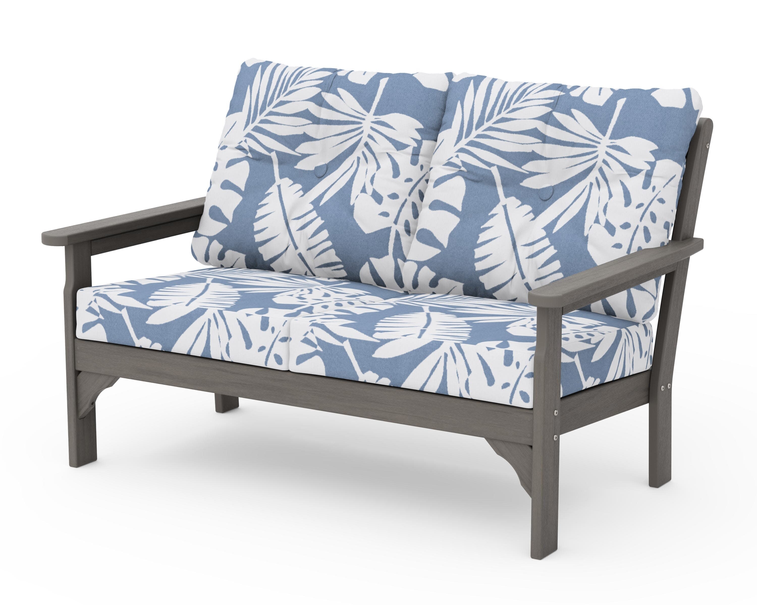 Vineyard Deep Seating Loveseat in Driftwood / Leaf Sky Blue