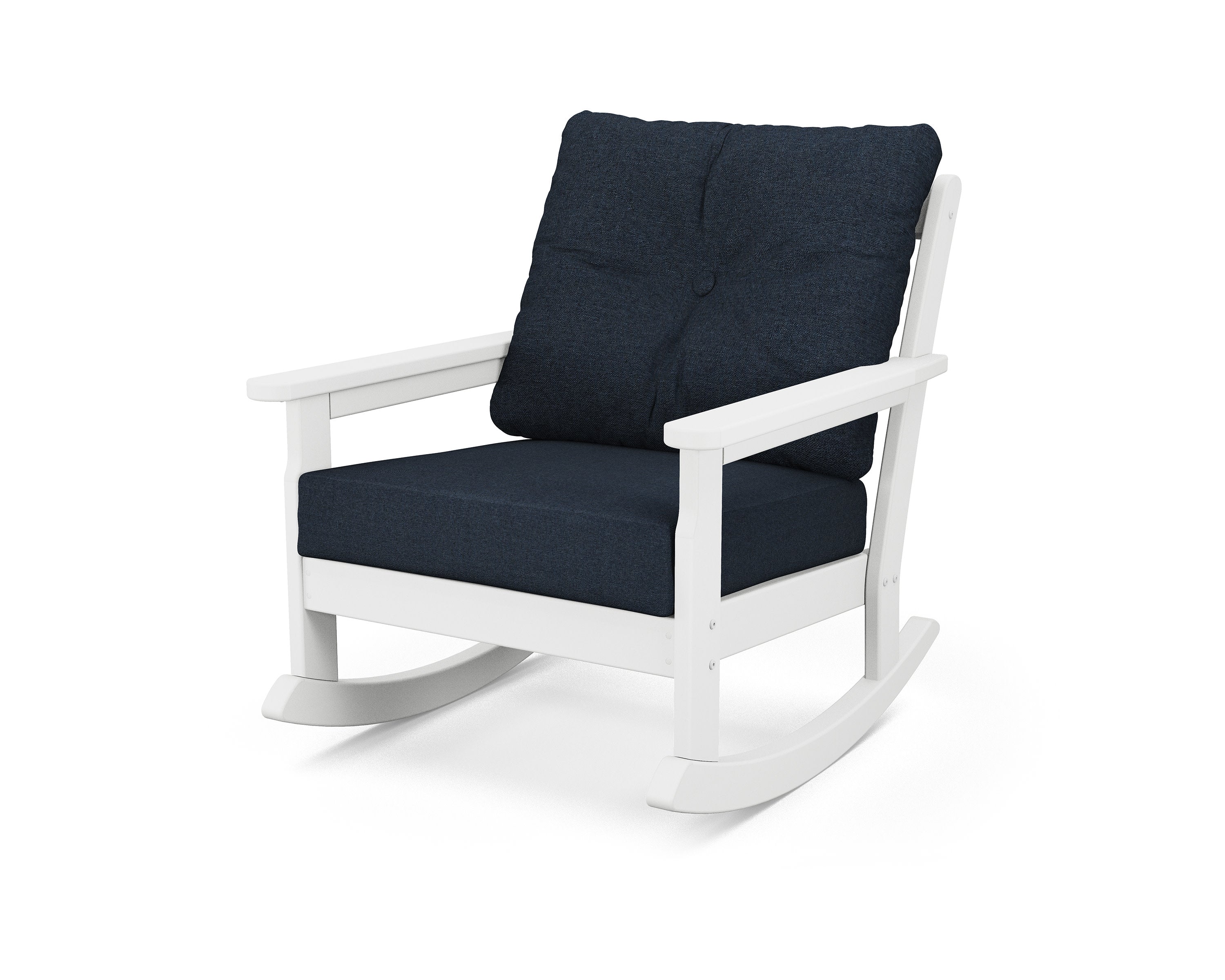 Vineyard Deep Seating Rocking Chair in White / Marine Indigo
