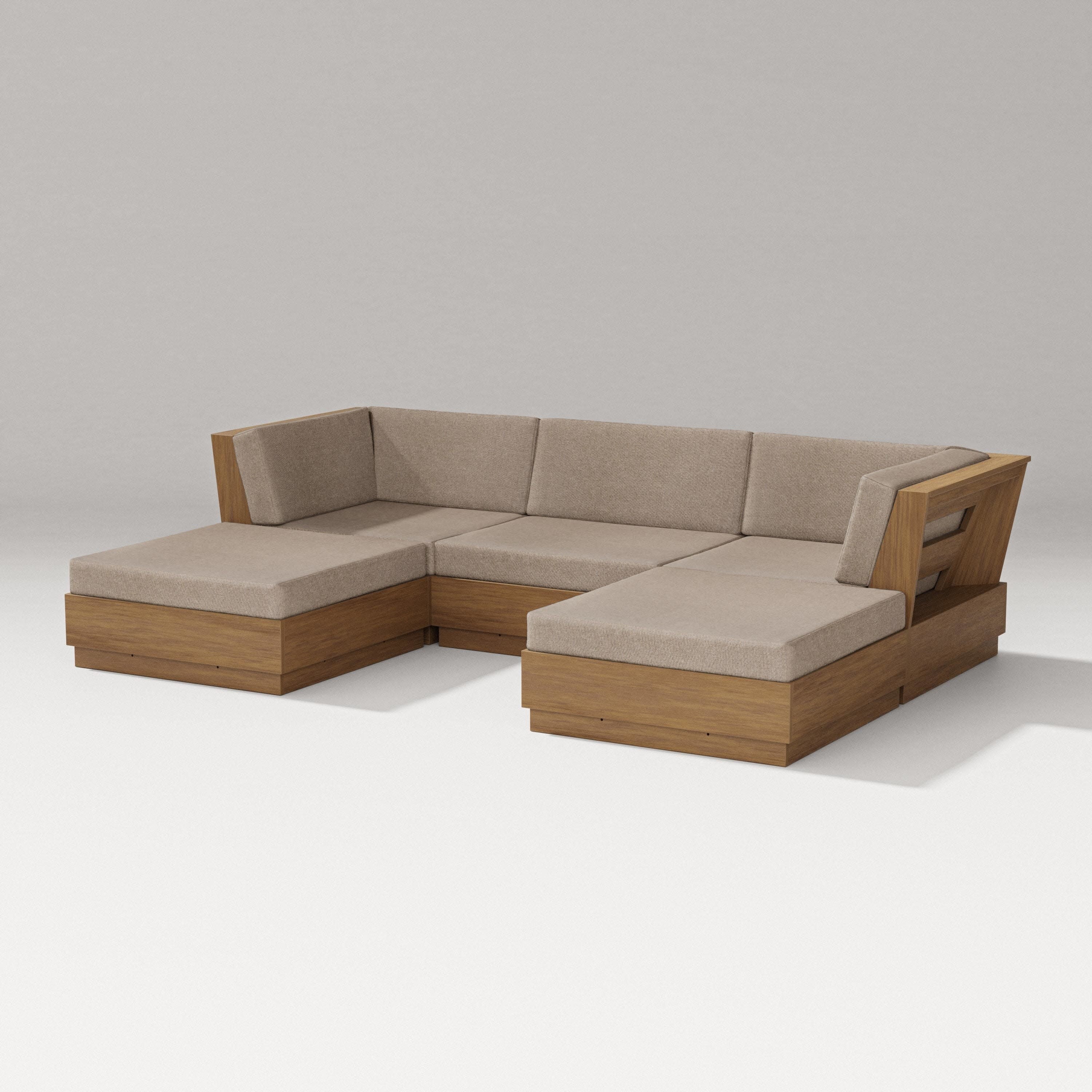 Elevate Double Chaise Sectional in Natural / Spiced Burlap