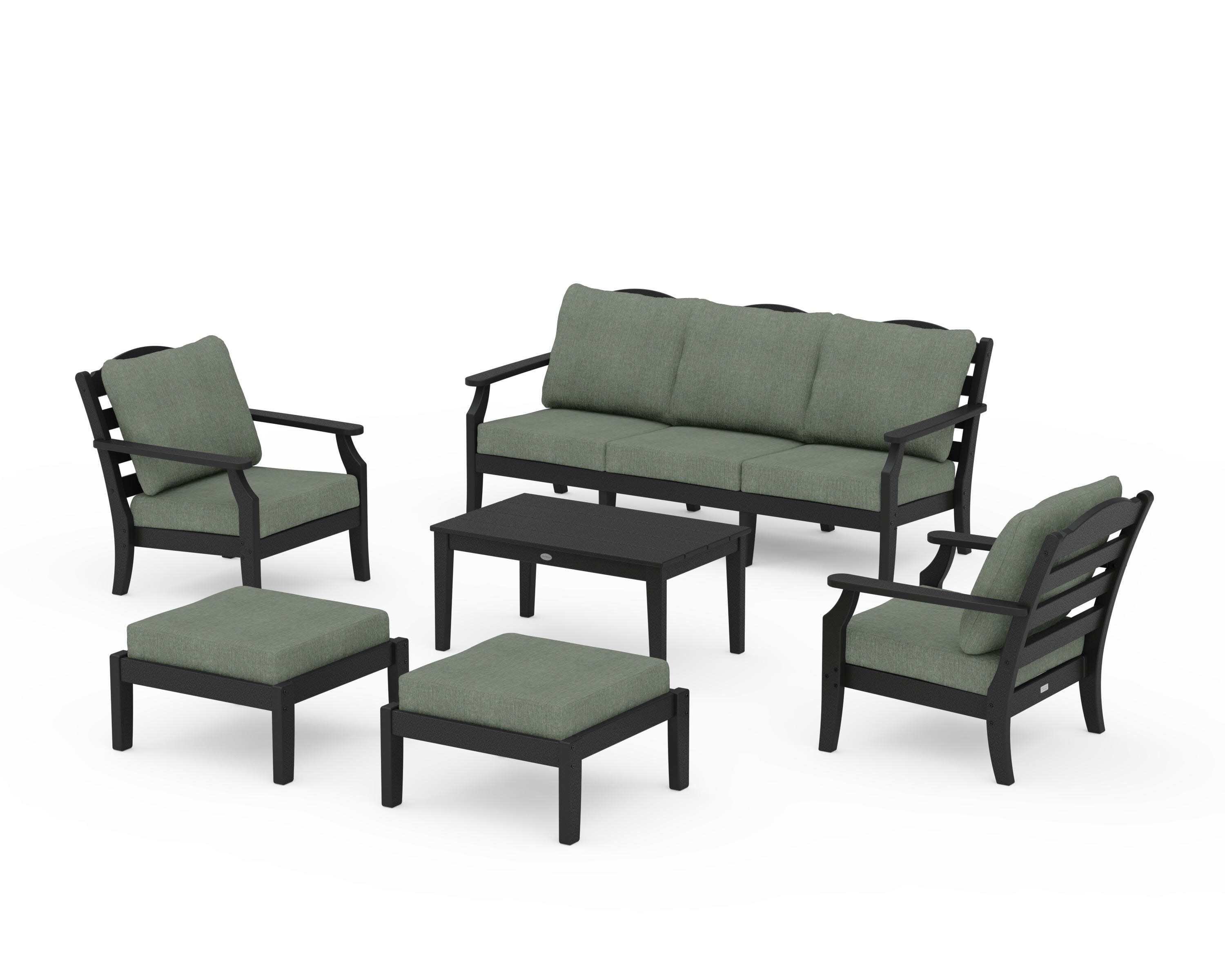Savannah 6-Piece Lounge Sofa Set in Black / Cast Sage