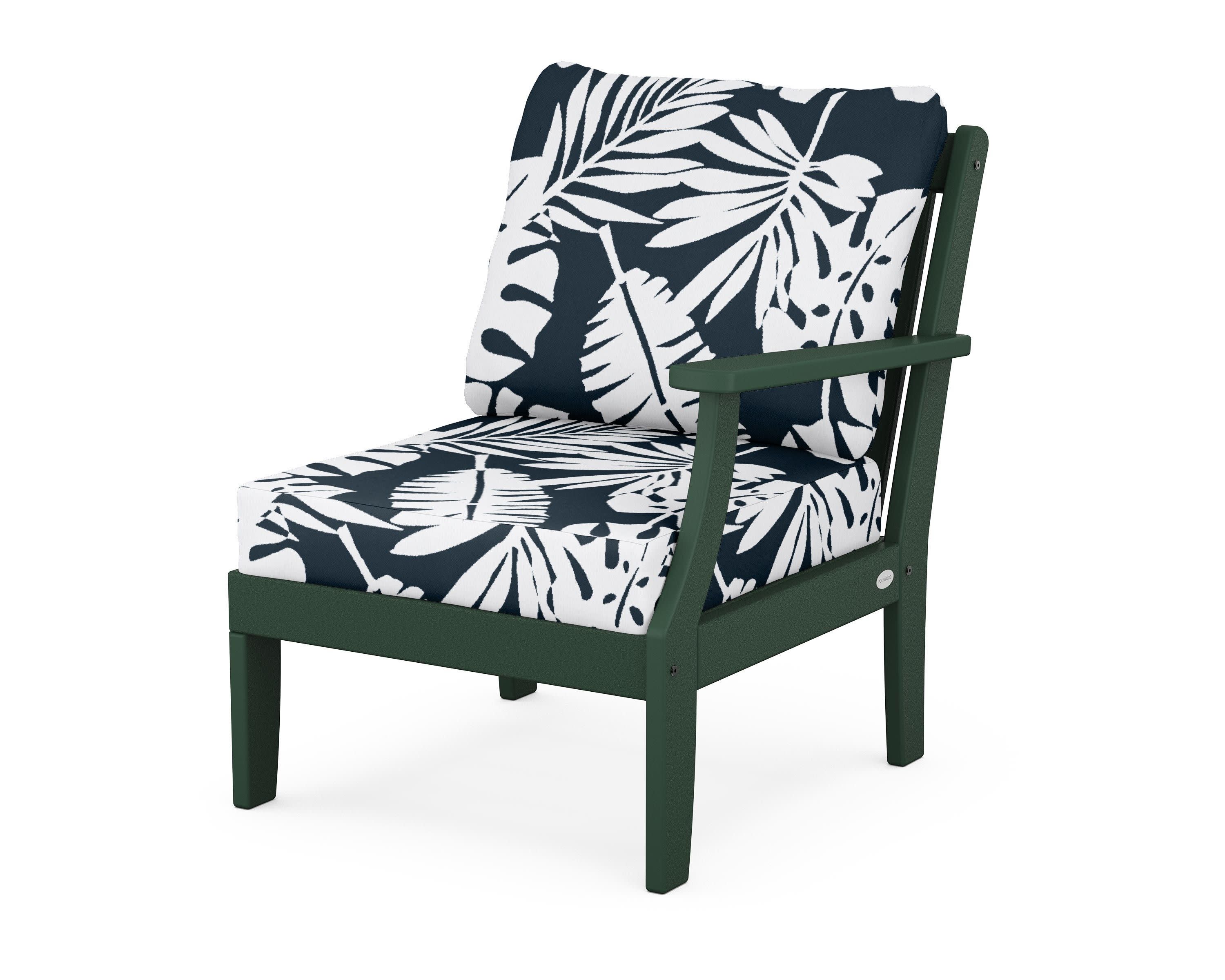 Braxton Modular Right Arm Chair in Green / Leaf Marine Indigo