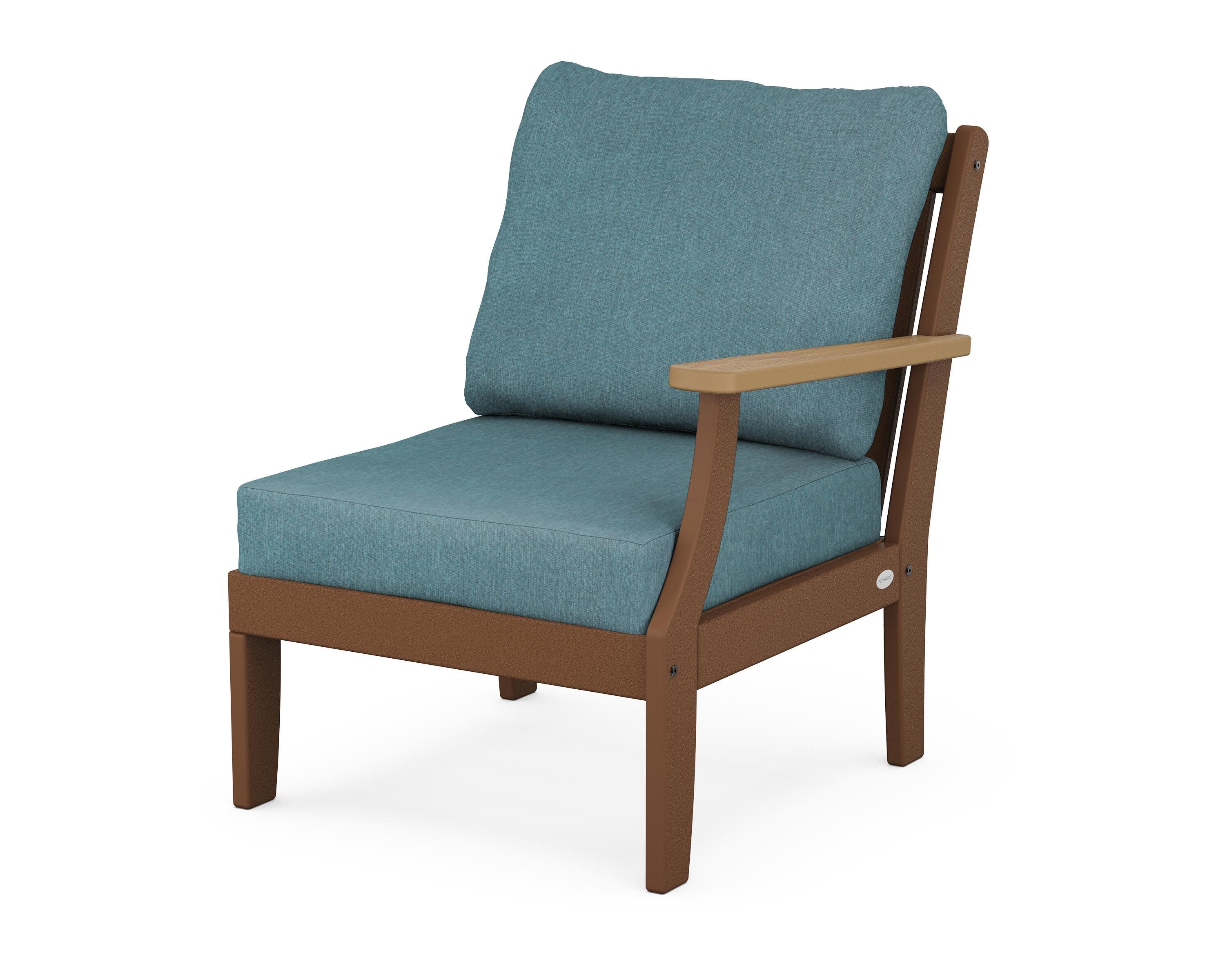 Braxton Modular Right Arm Chair in Teak / Natural / Ocean Teal