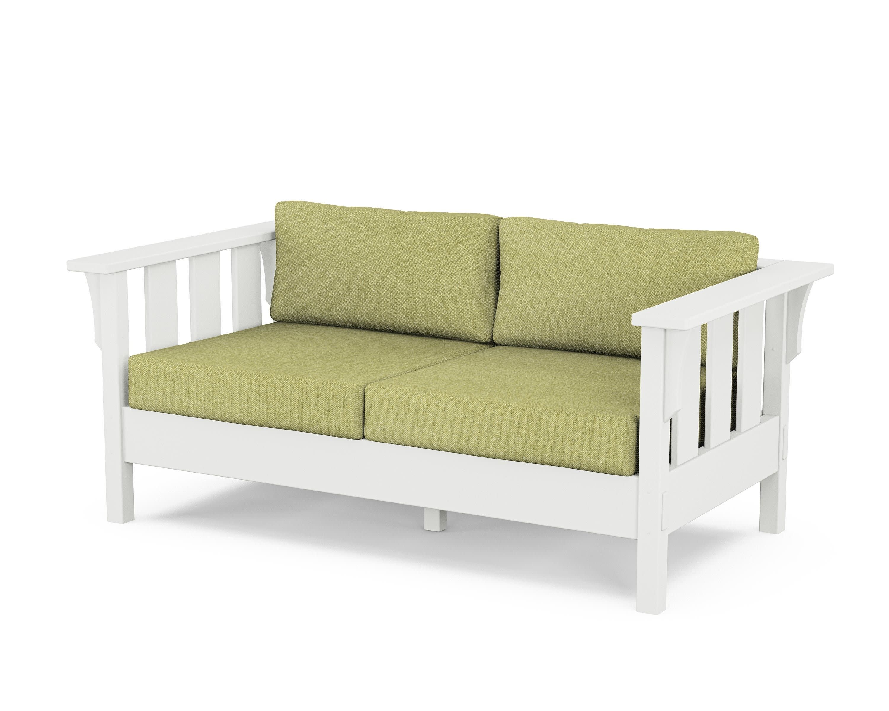 Acadia Deep Seating Loveseat in White / Chartreuse Boucle