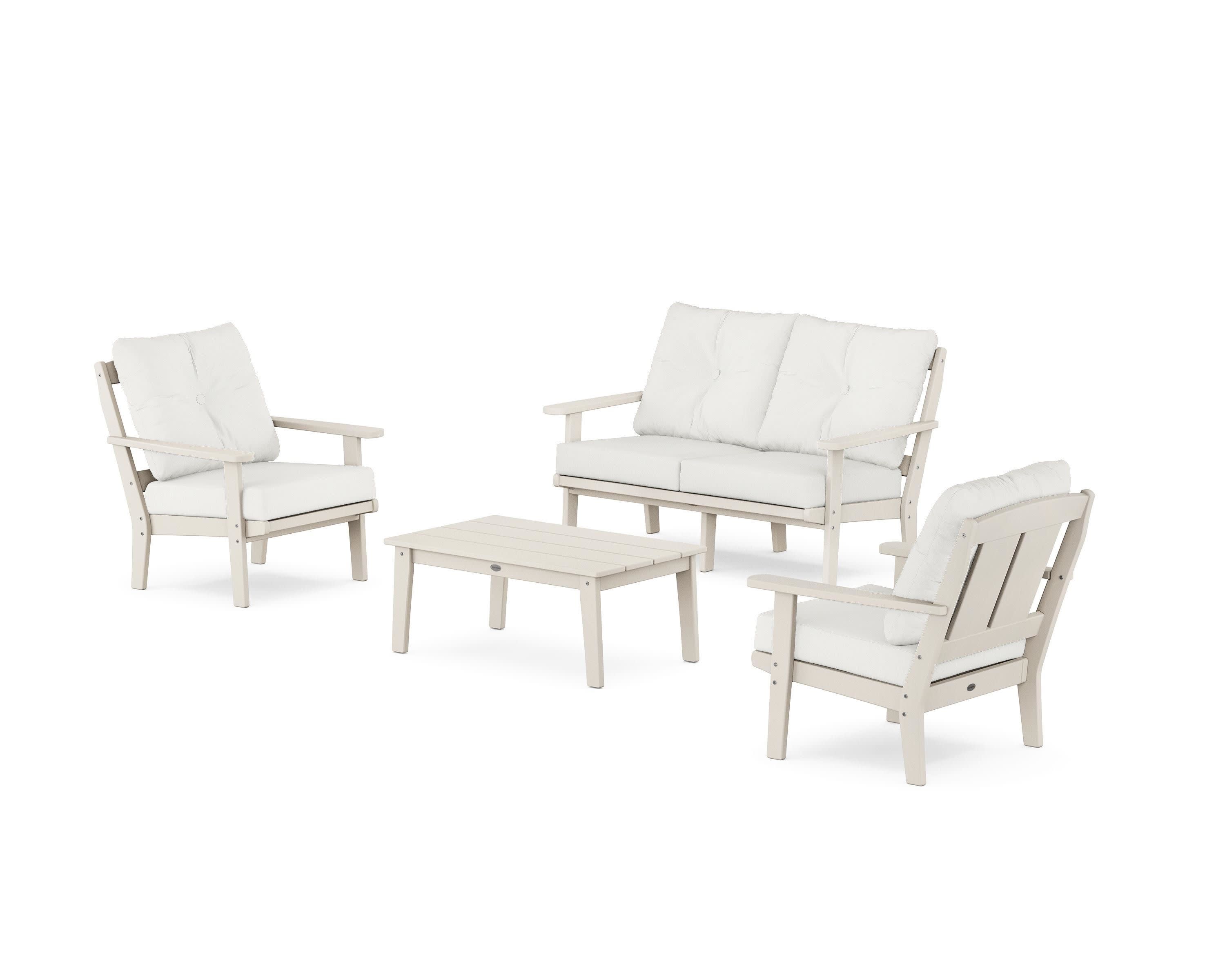 Mission 4-Piece Deep Seating Set with Loveseat in Sand / Natural Linen