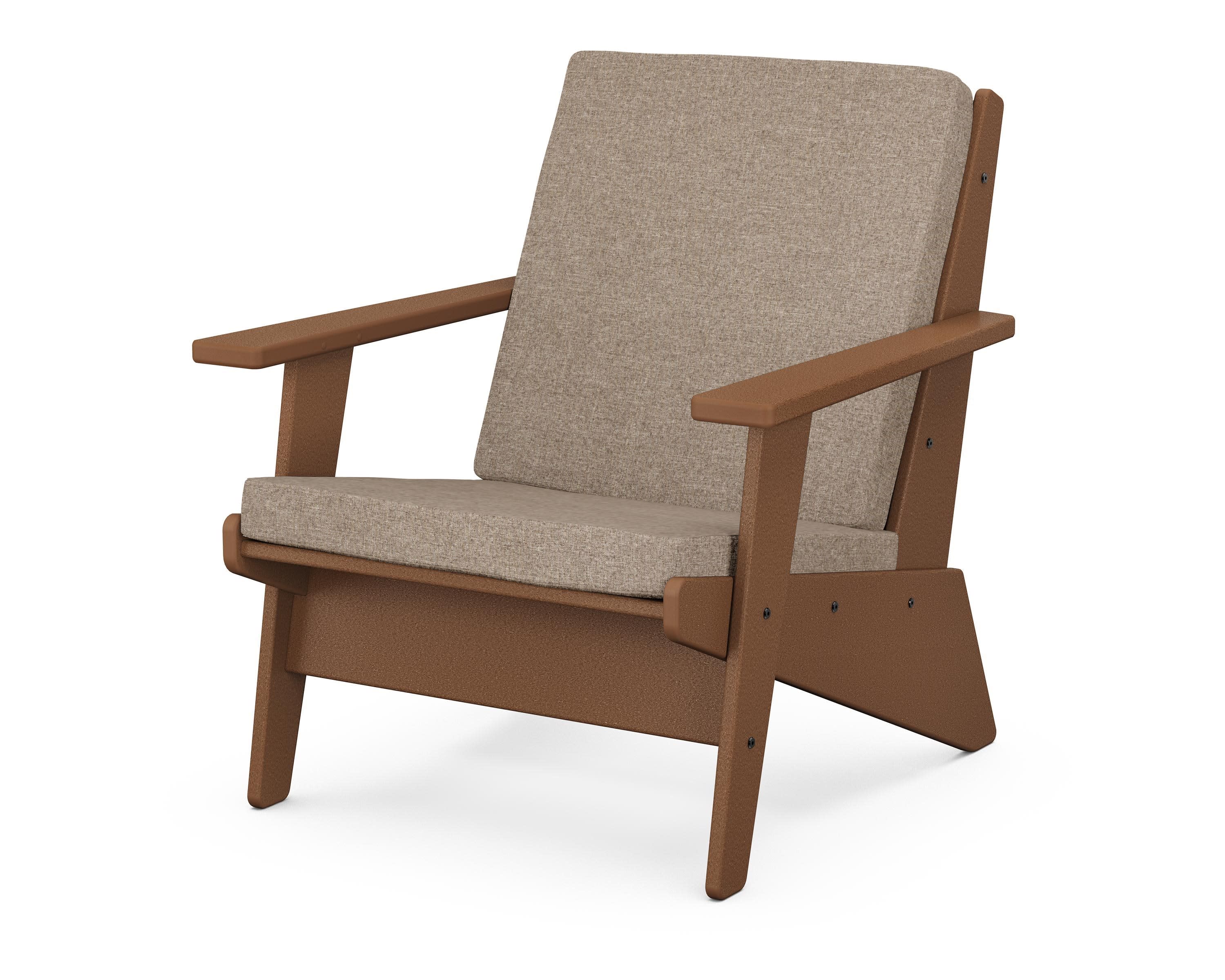 Riviera Modern Lounge Chair in Teak / Spiced Burlap