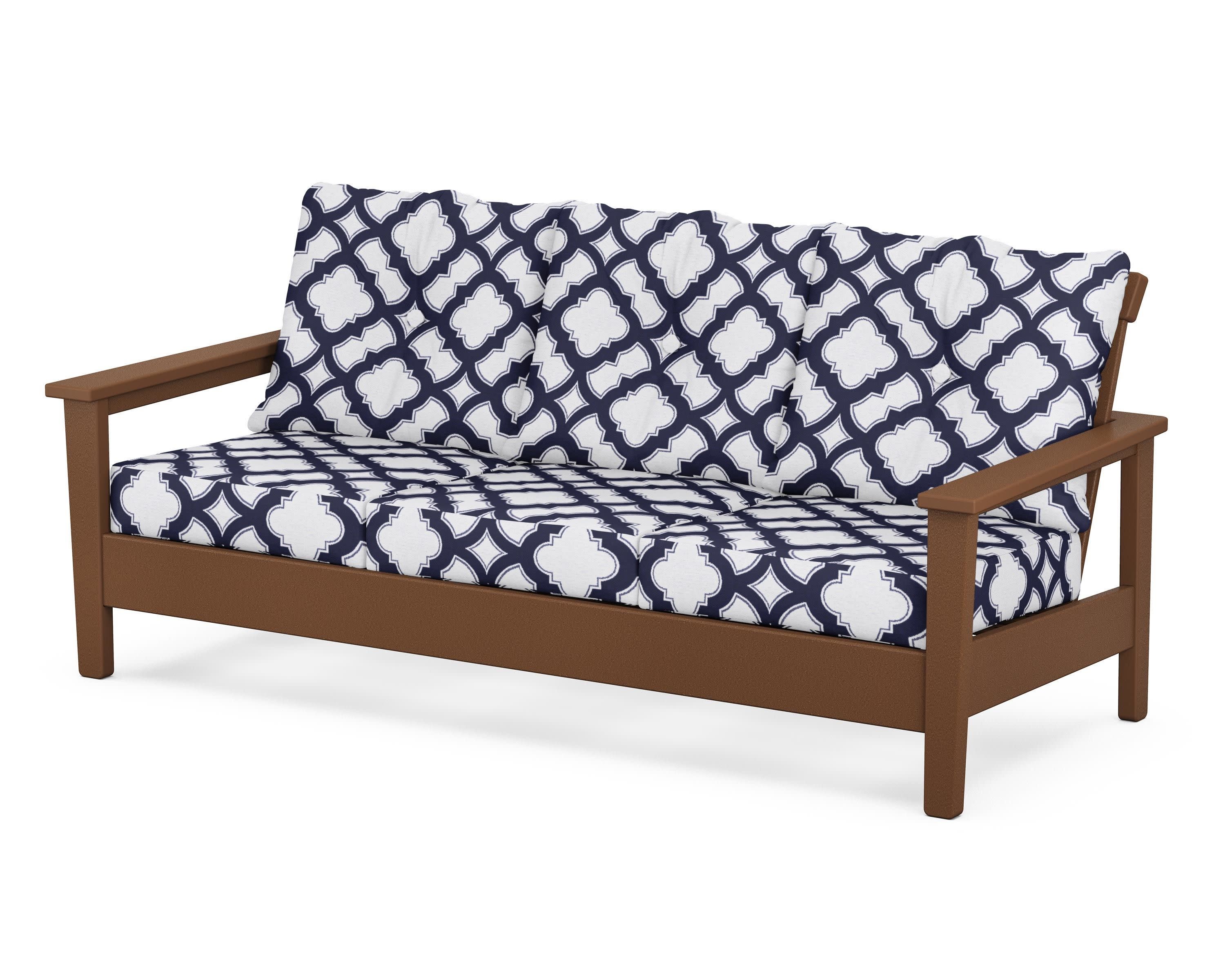 Prescott Deep Seating Sofa in Teak / Trellis Navy
