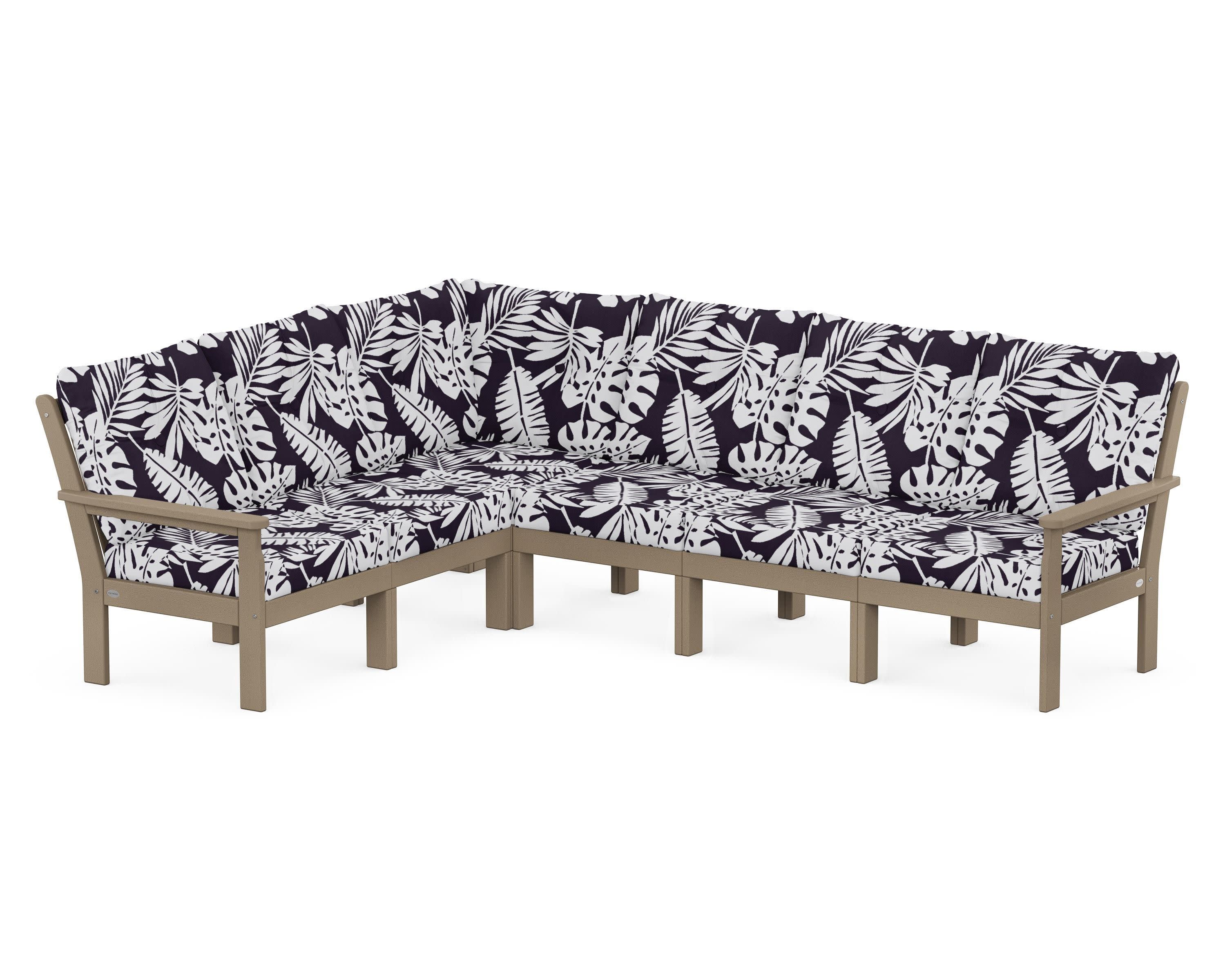 Vineyard 6-Piece Sectional in Vintage Sahara / Leaf Navy