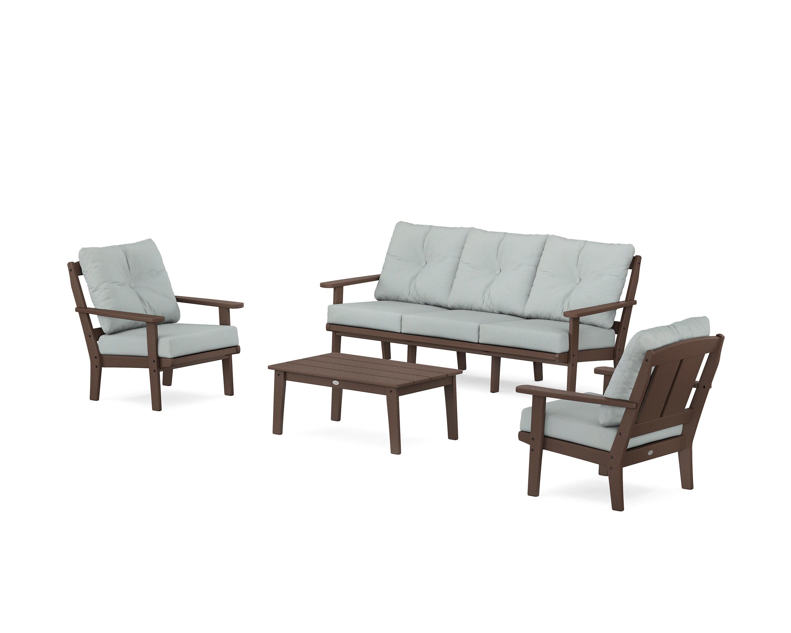 Mission 4-Piece Deep Seating Set with Sofa in Mahogany / Spa