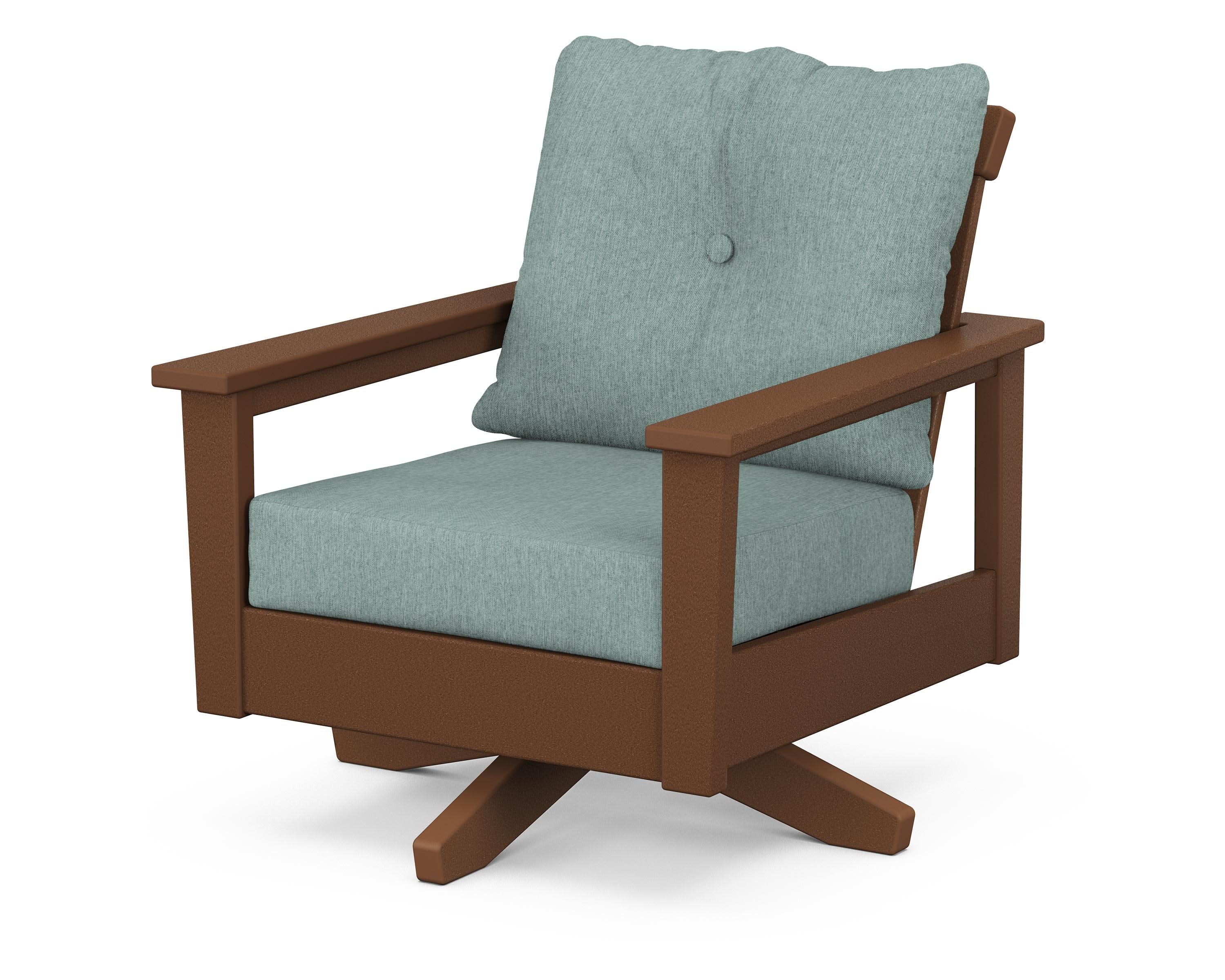 Prescott Deep Seating Swivel Chair in Teak / Glacier Spa