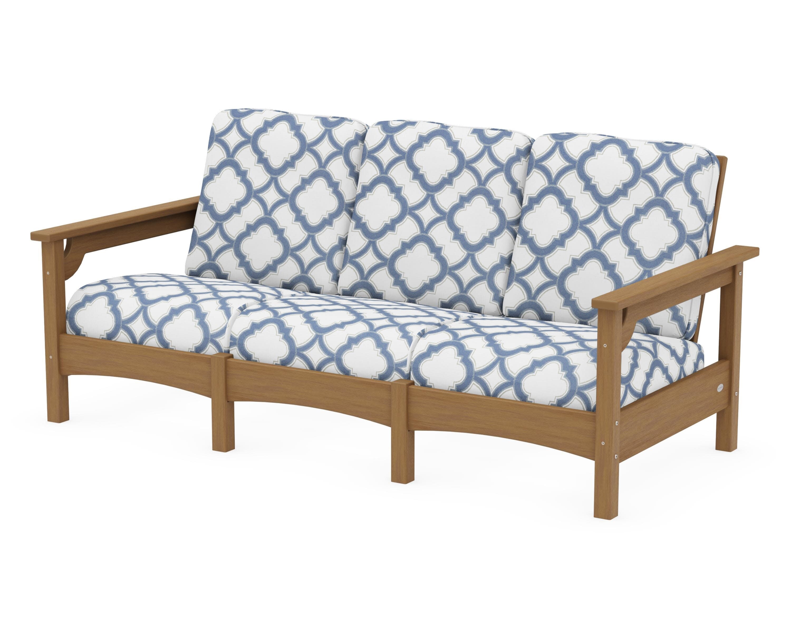 Club Sofa in Natural / Trellis Sky Blue