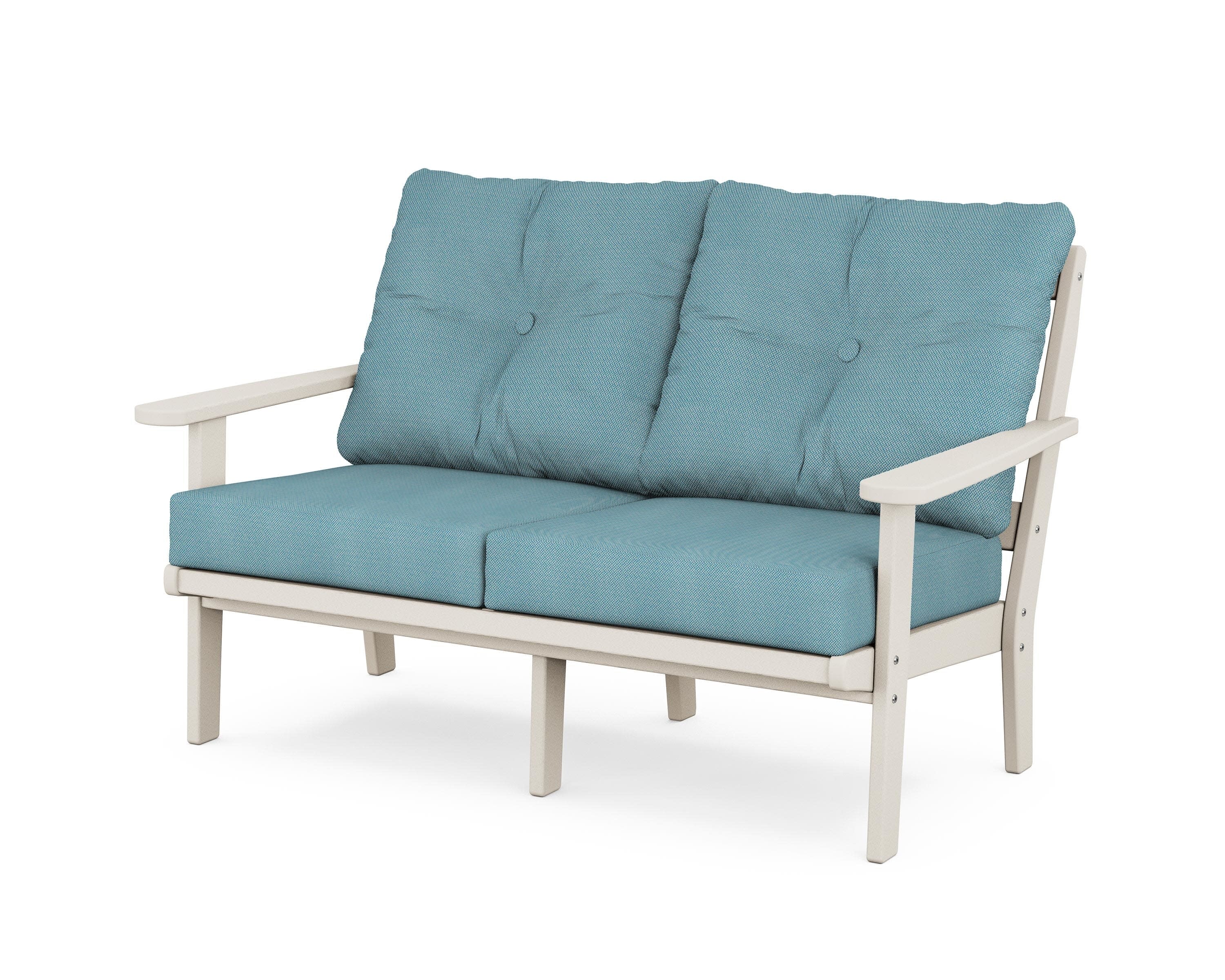 Mission Deep SeatingLoveseat in Sand / Lattice Sky Blue