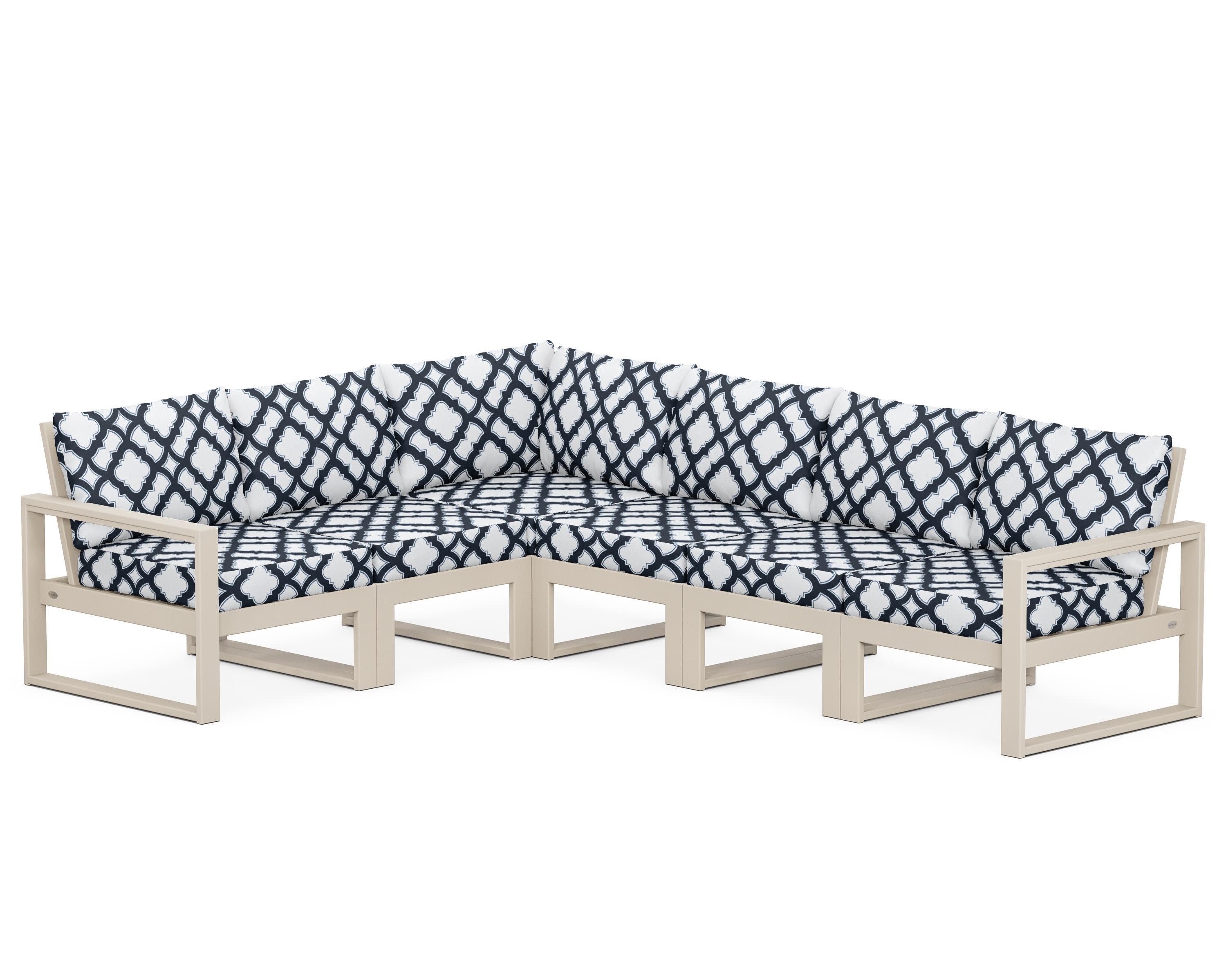 EDGE 6-Piece Modular Deep Seating Set in Sand / Trellis Marine Indigo