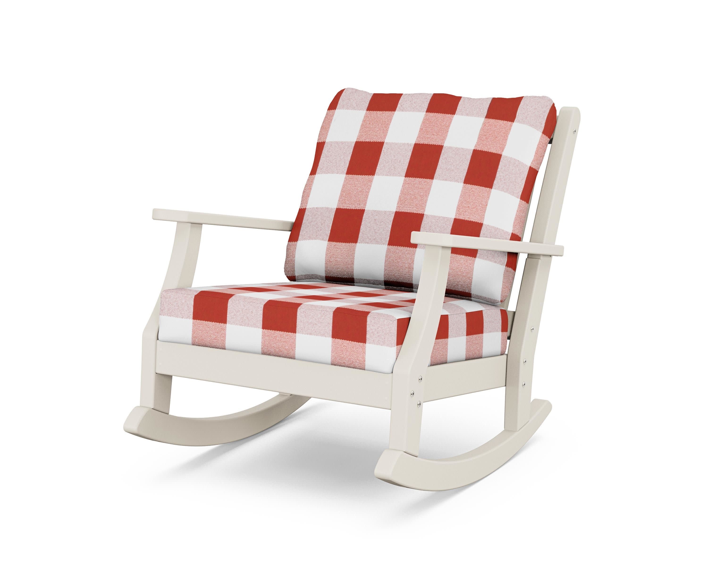 Wovendale Deep Seating Rocking Chair in Sand / Buffalo Plaid Crimson