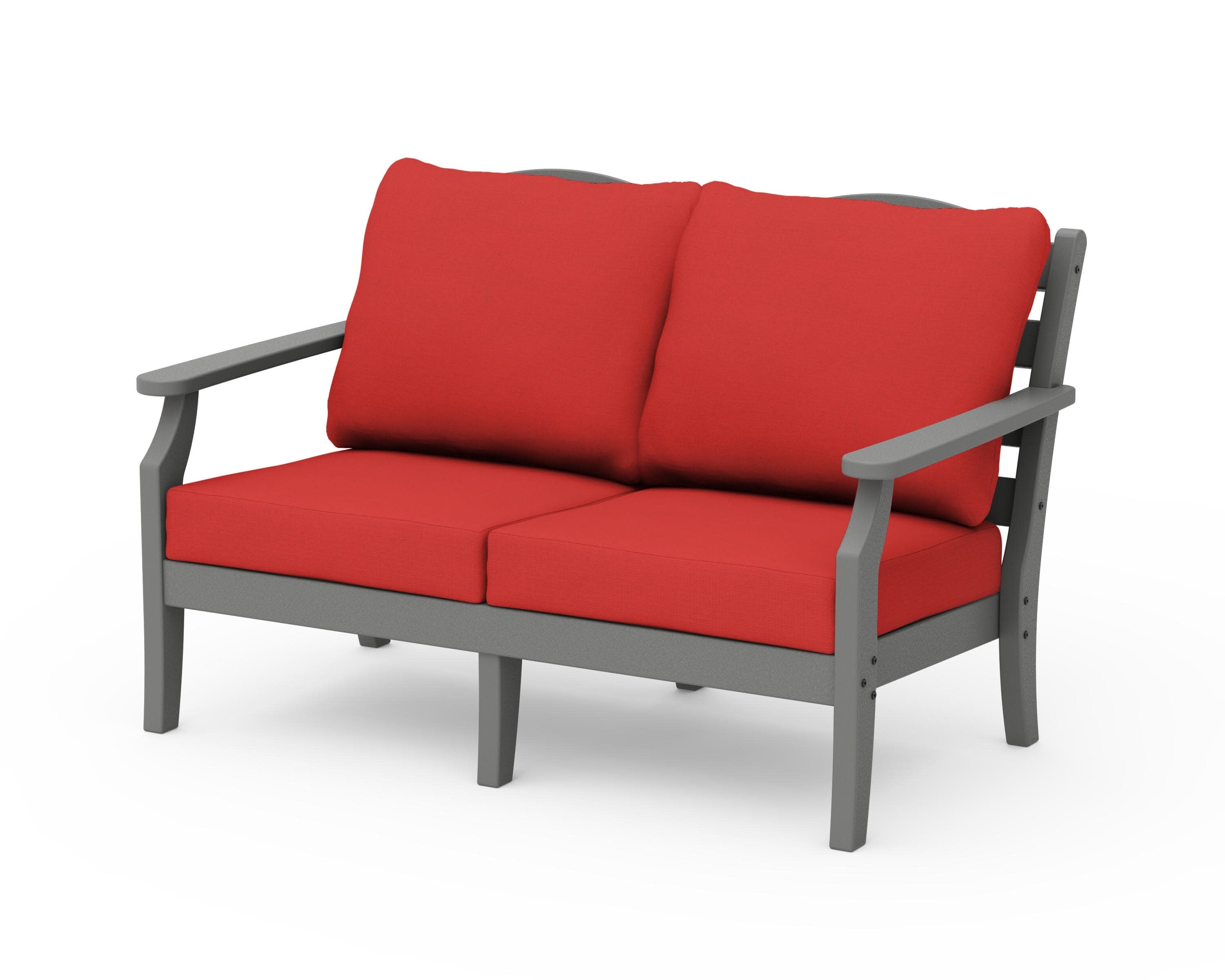 Savannah Deep Seating Loveseat in Slate Grey / Crimson Linen