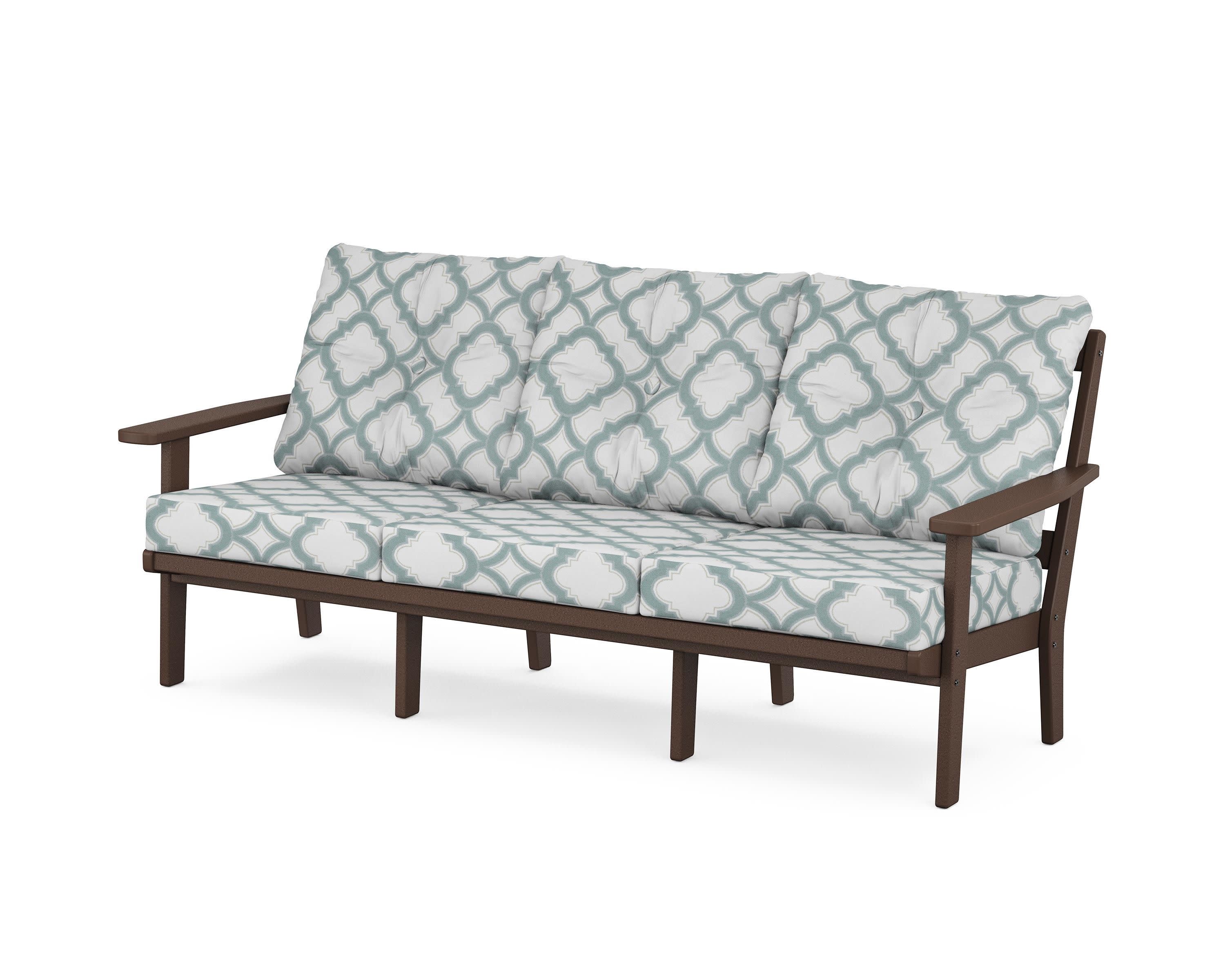 Oxford Deep Seating Sofa in Mahogany / Trellis Glacier Spa