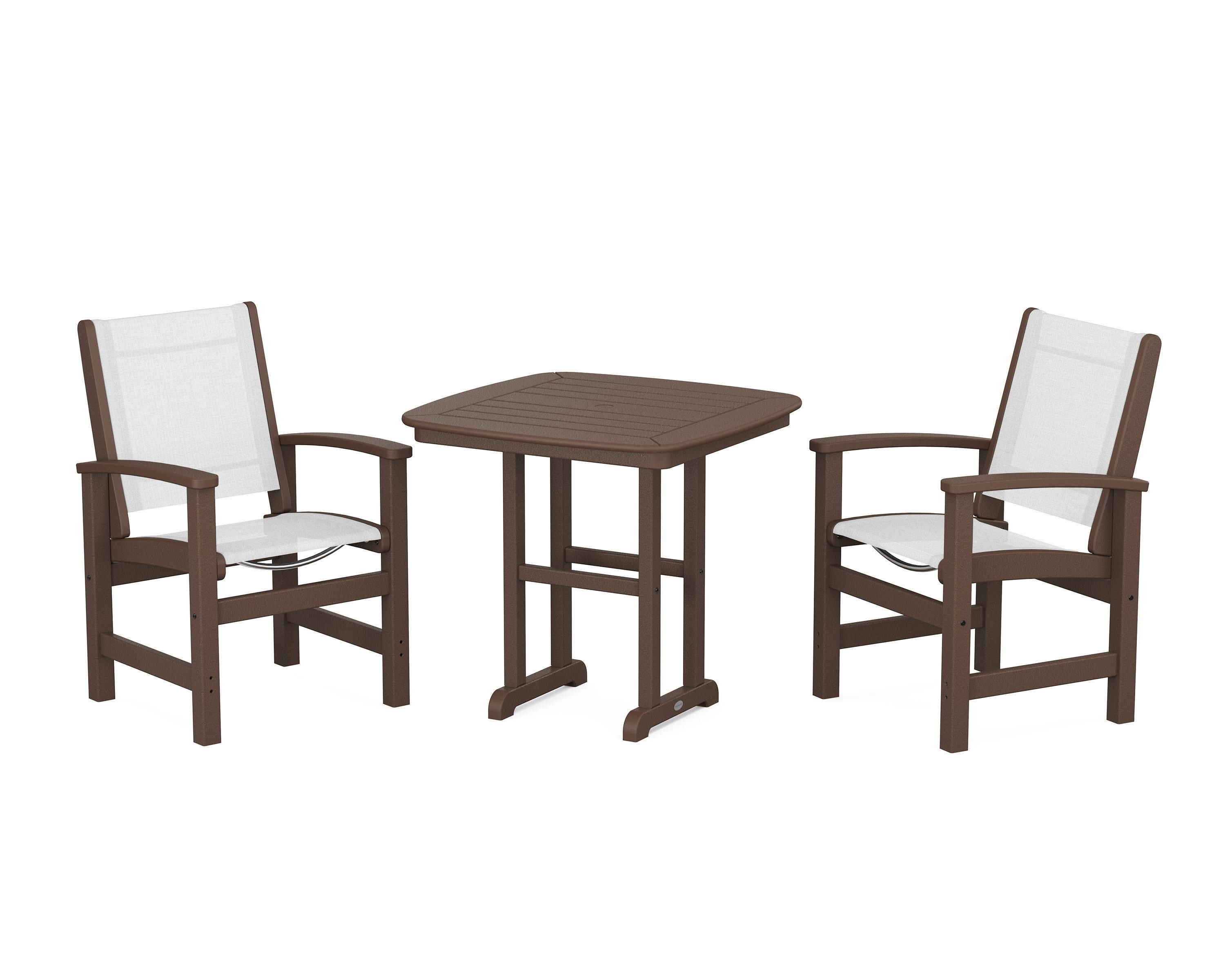 Coastal 3-Piece Dining Set in Mahogany / White Sling