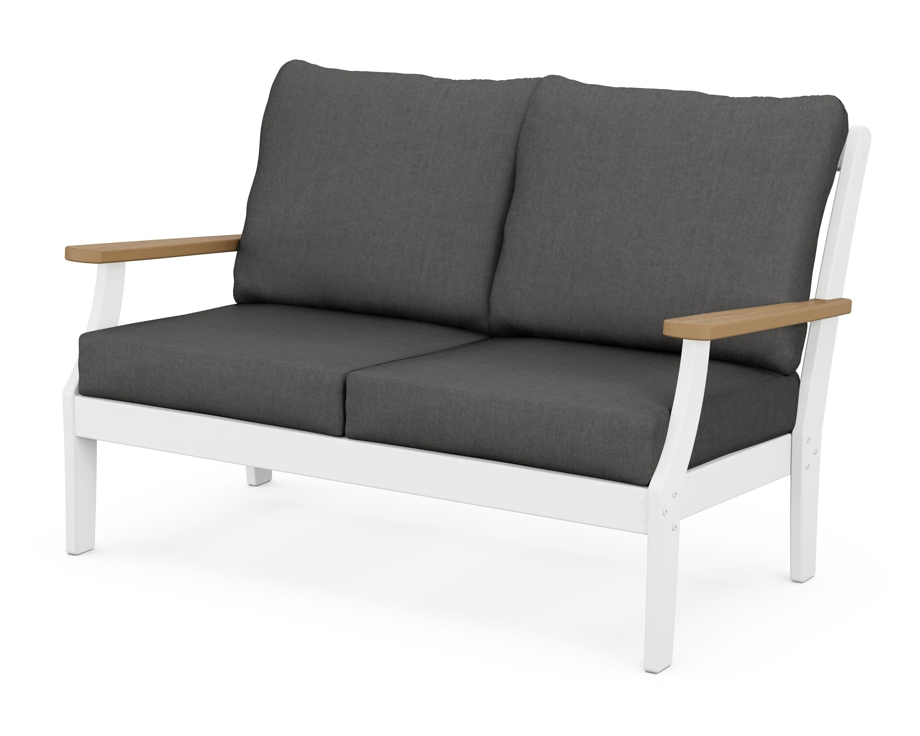 Braxton Deep Seating Loveseat in White / Natural / Spectrum Carbon