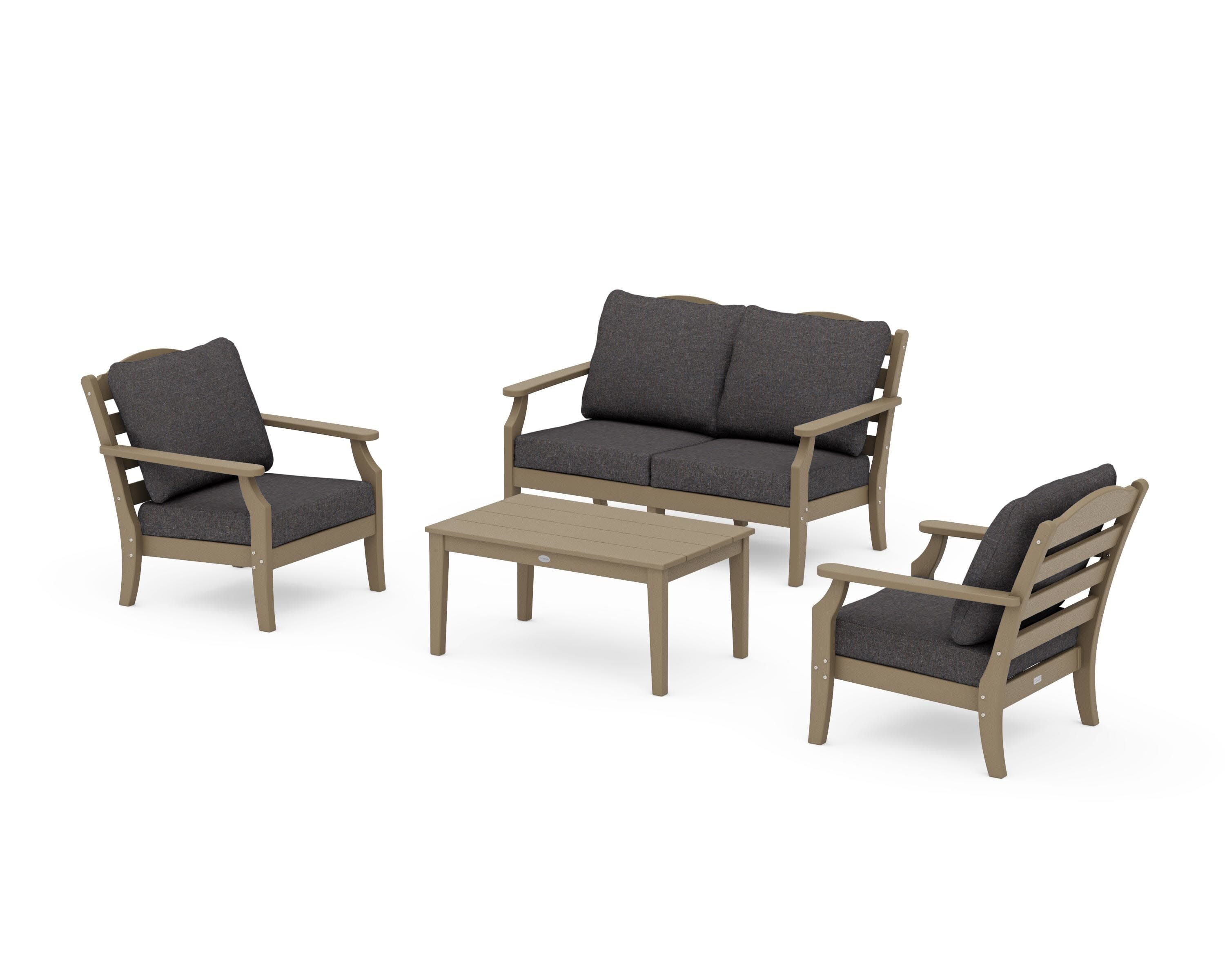 Savannah 4-Piece Deep Seating Set with Loveseat in Vintage Sahara / Ash Charcoal