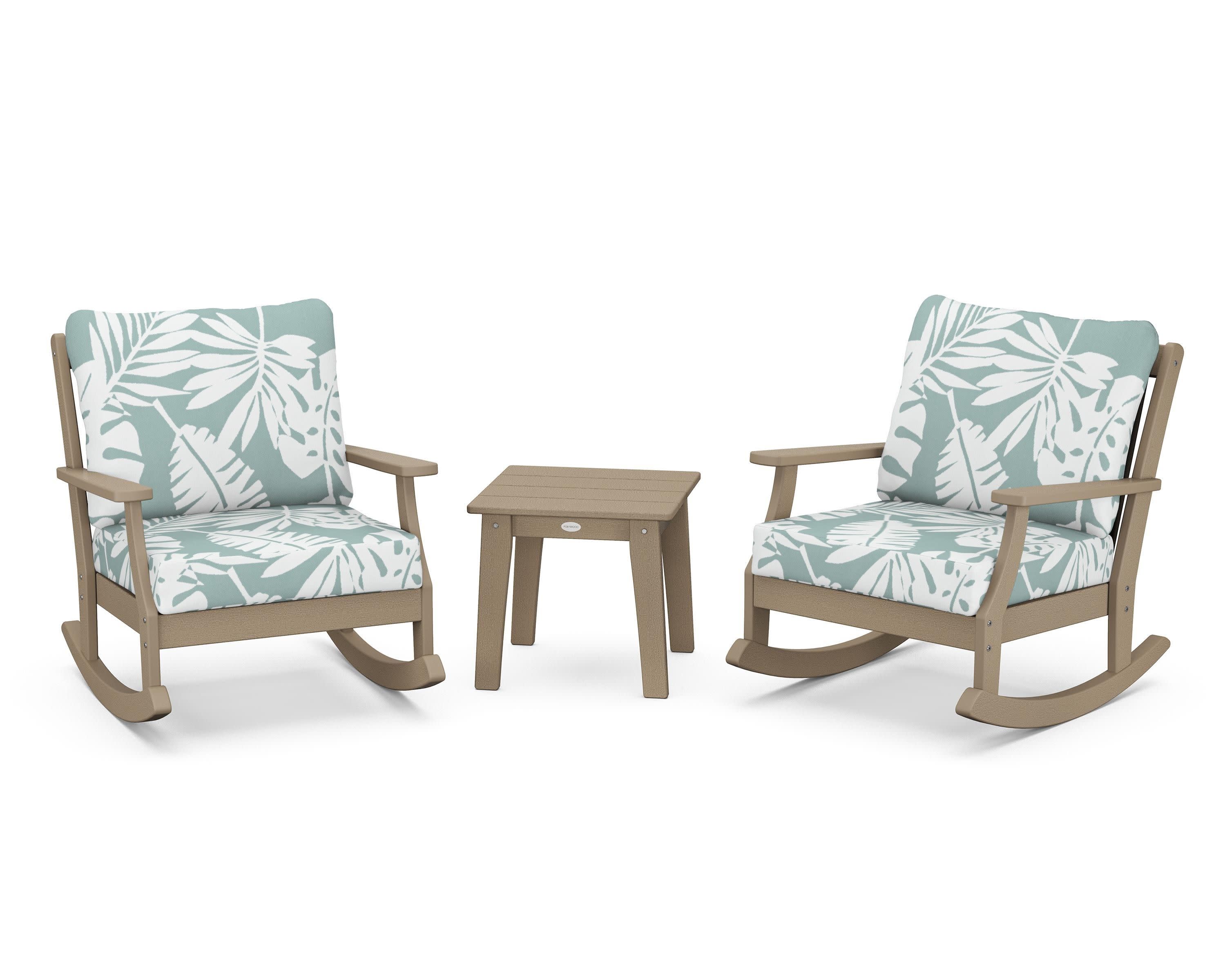 Braxton 3-Piece Deep Seating Rocker Set in Vintage Sahara / Leaf Glacier Spa