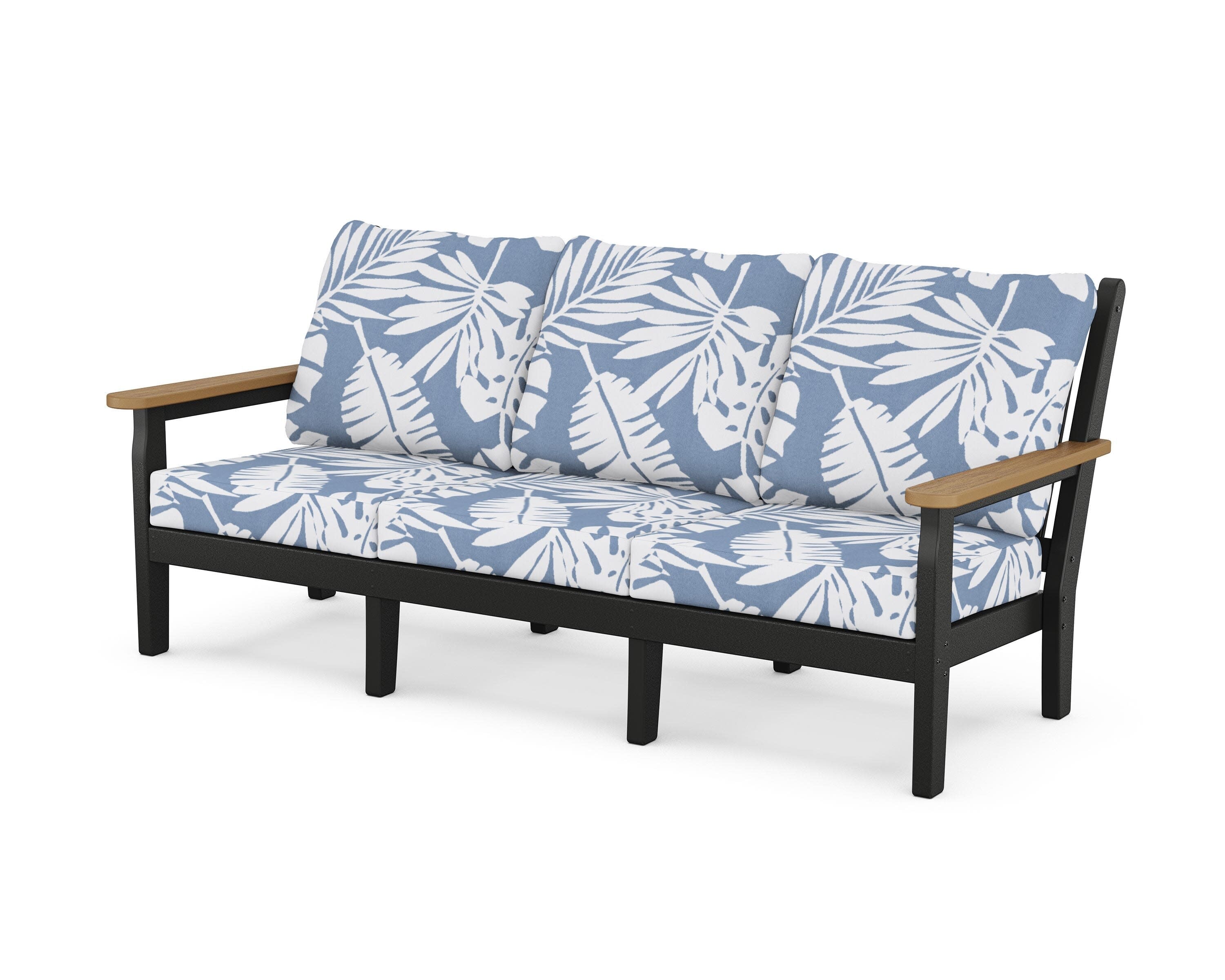 Chippendale Deep Seating Sofa in Black / Natural / Leaf Sky Blue