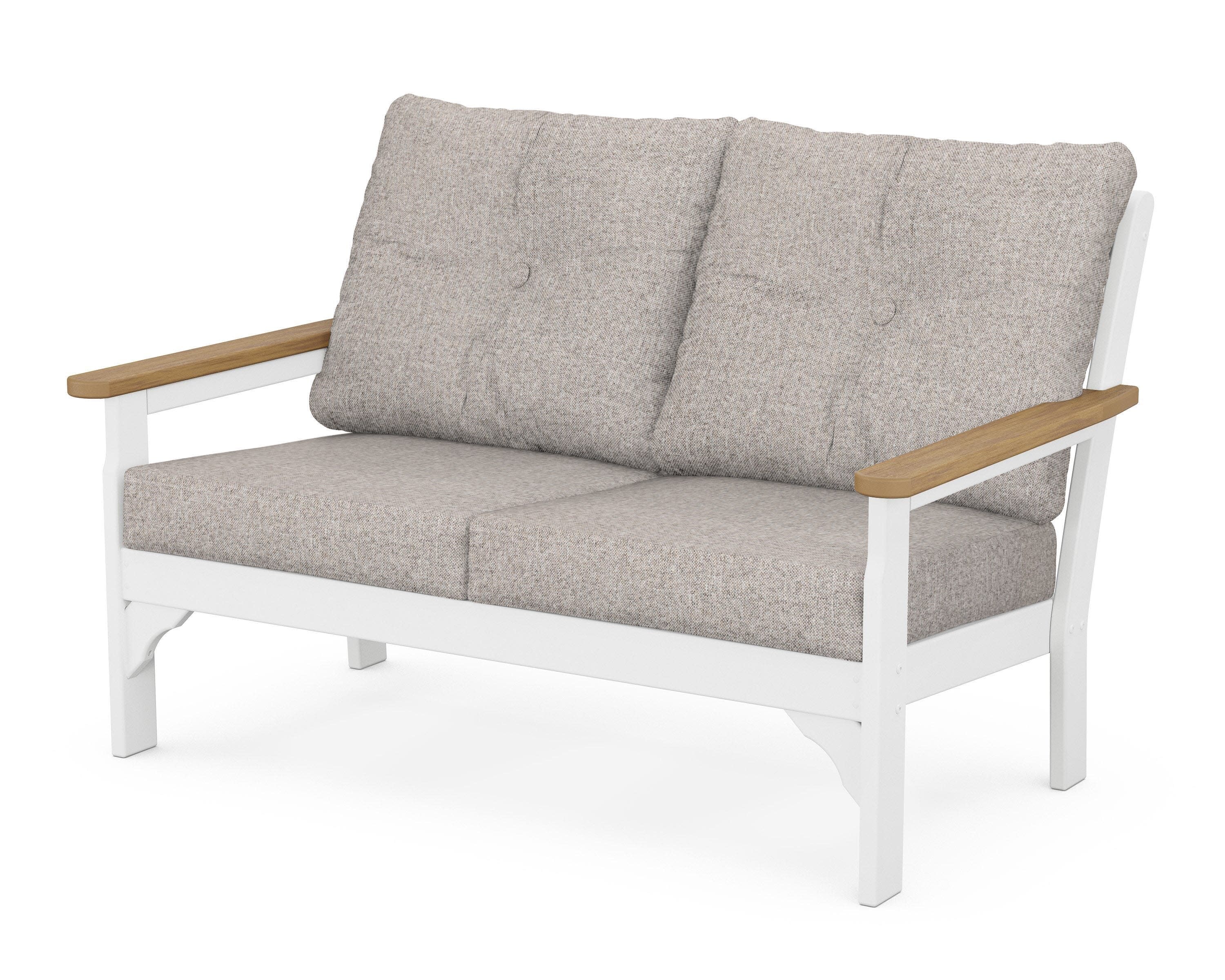 Vineyard Deep Seating Loveseat in White / Natural / Weathered Tweed