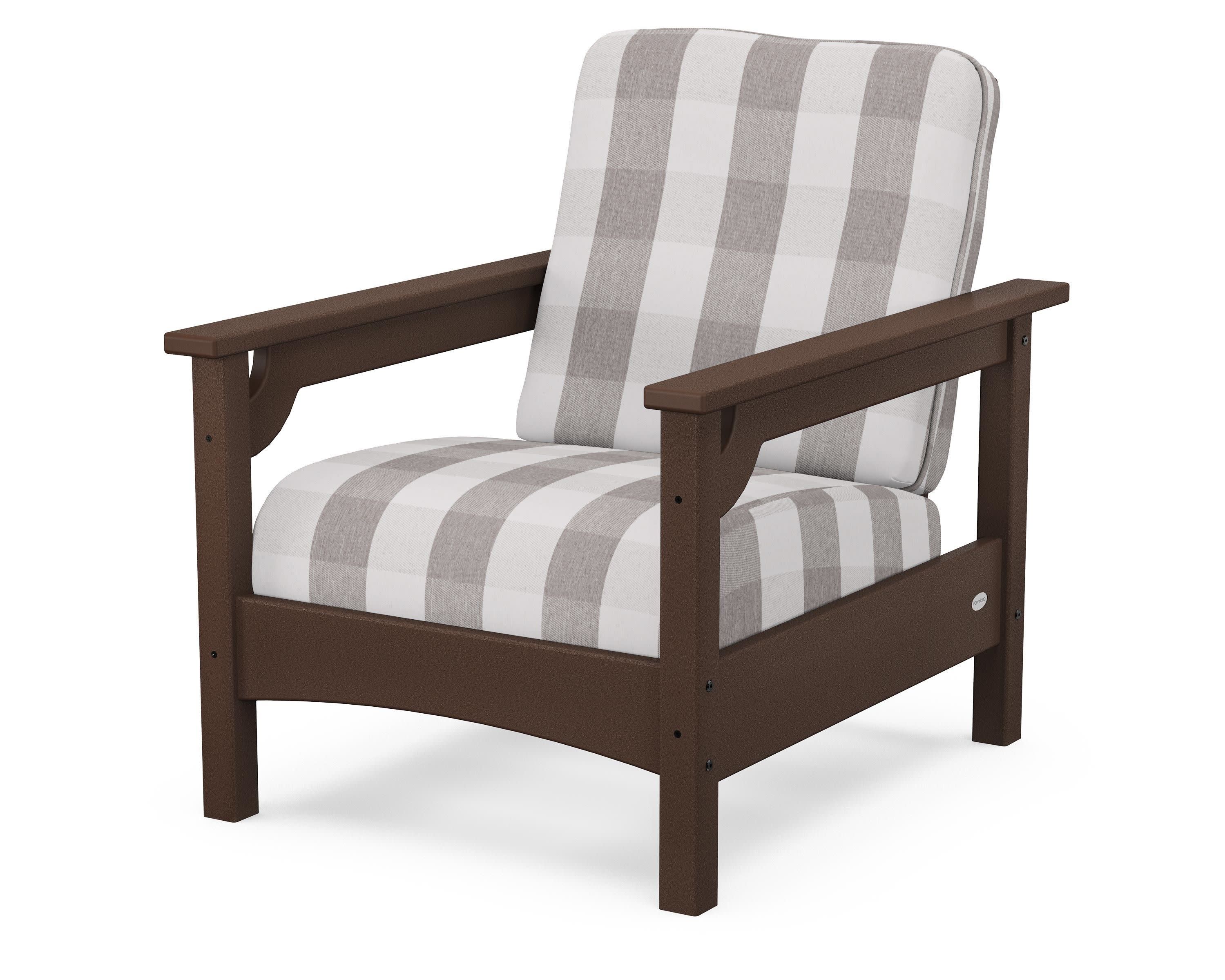 Club Chair in Mahogany / Buffalo Plaid Grey Mist