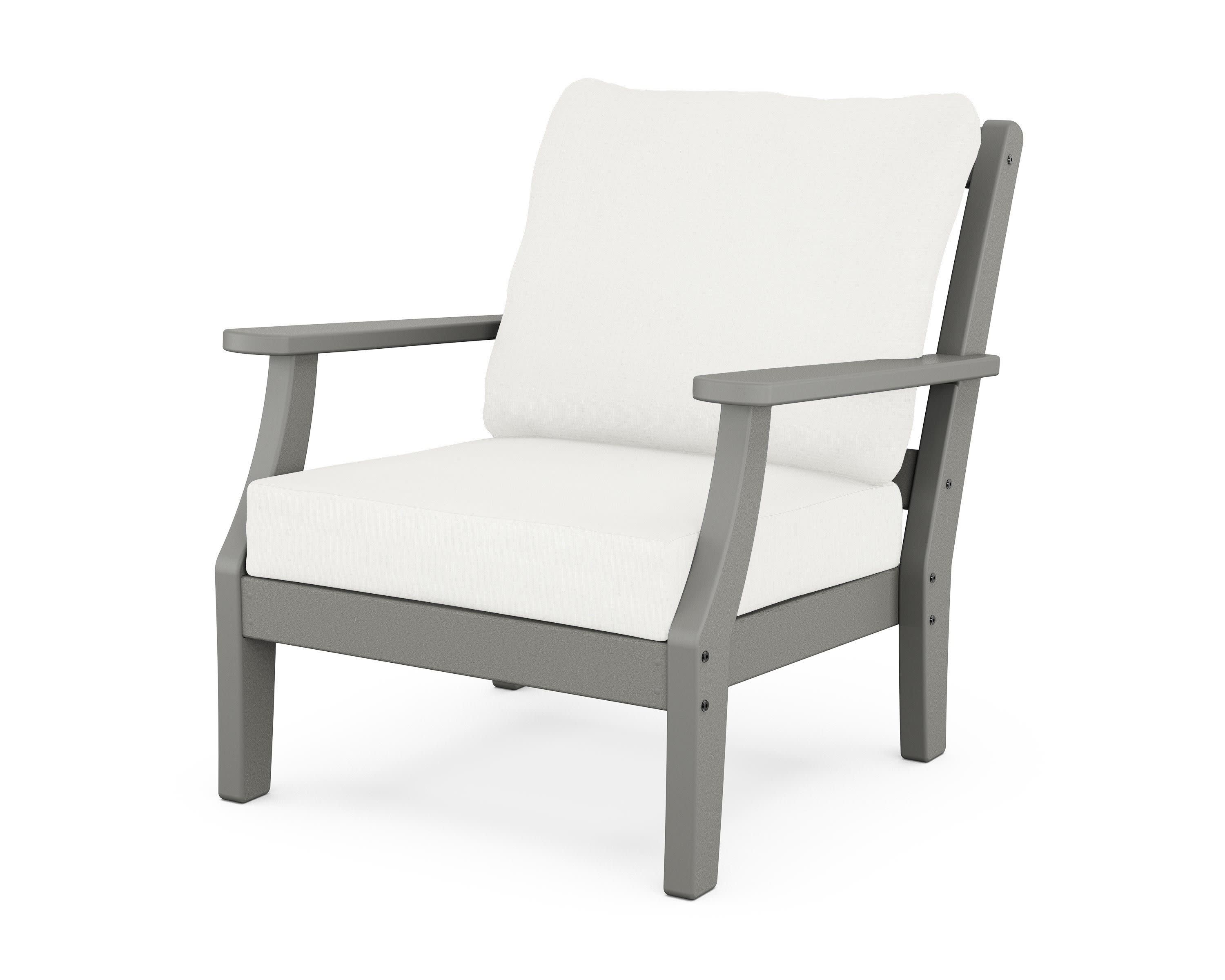 Chinoiserie Deep Seating Chair in Slate Grey / Natural Linen