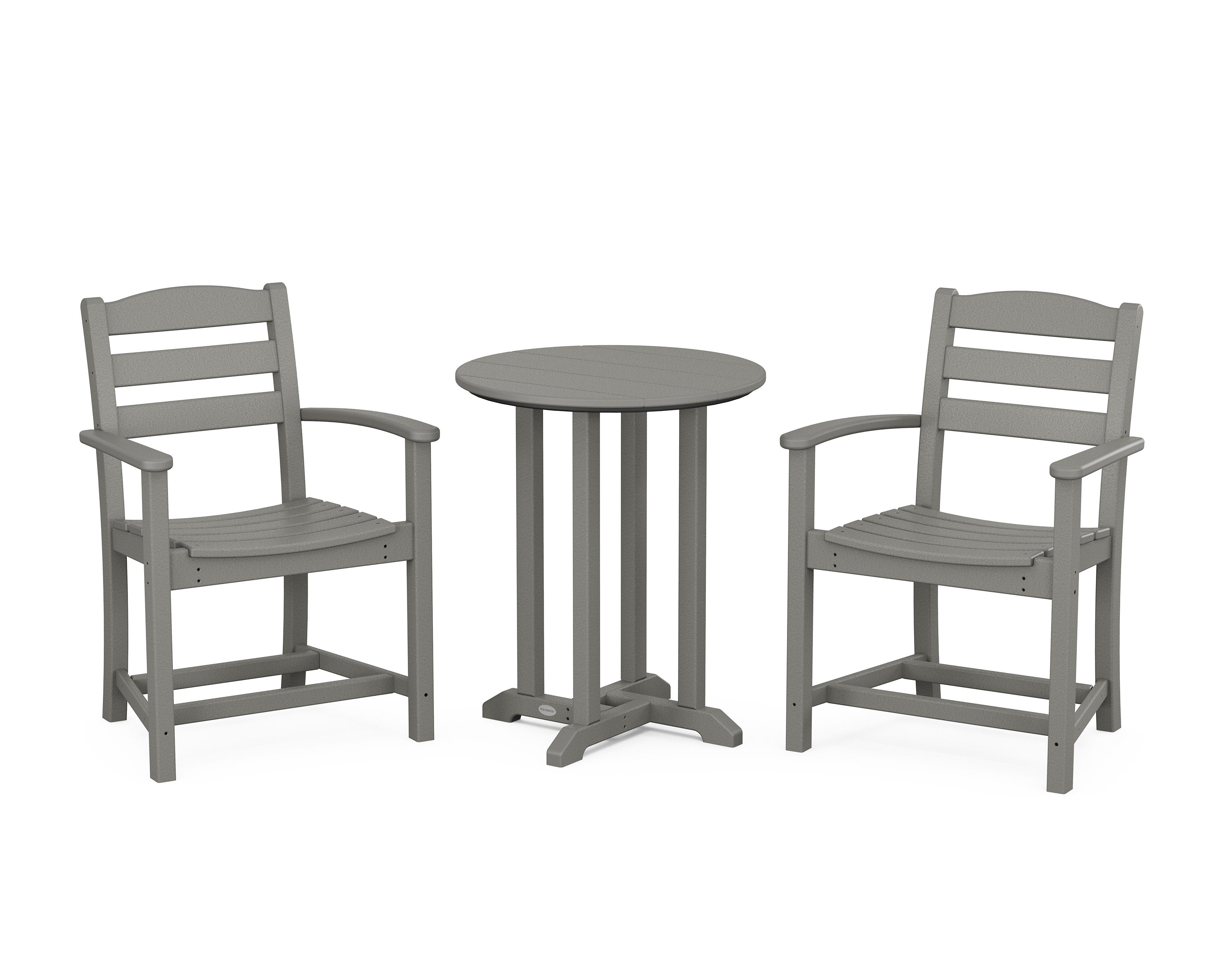 La Casa Caf 3-Piece Round Bistro Dining Set in Slate Grey