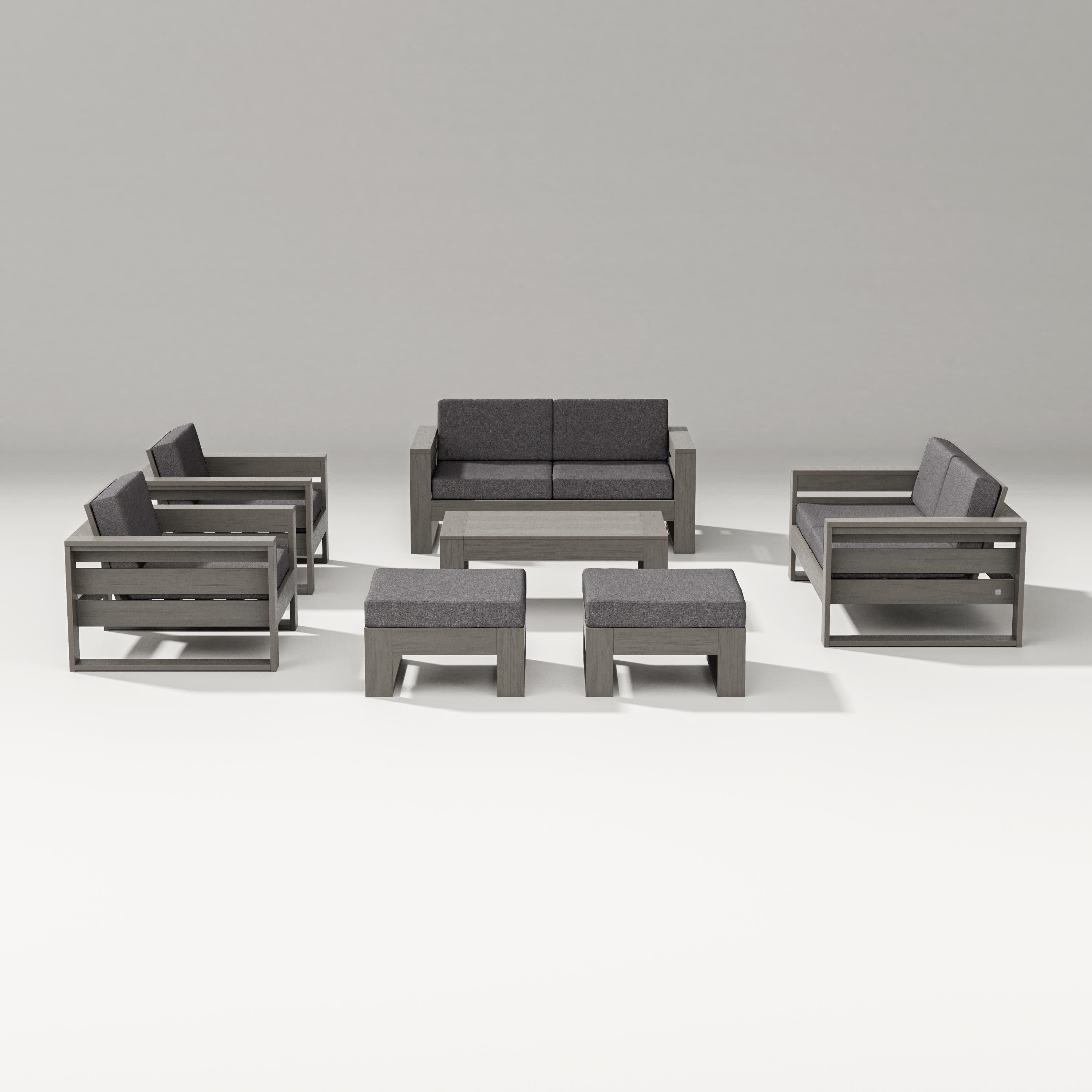 Latitude 7-Piece Lounge Loveseat Set in Driftwood / Ash Charcoal