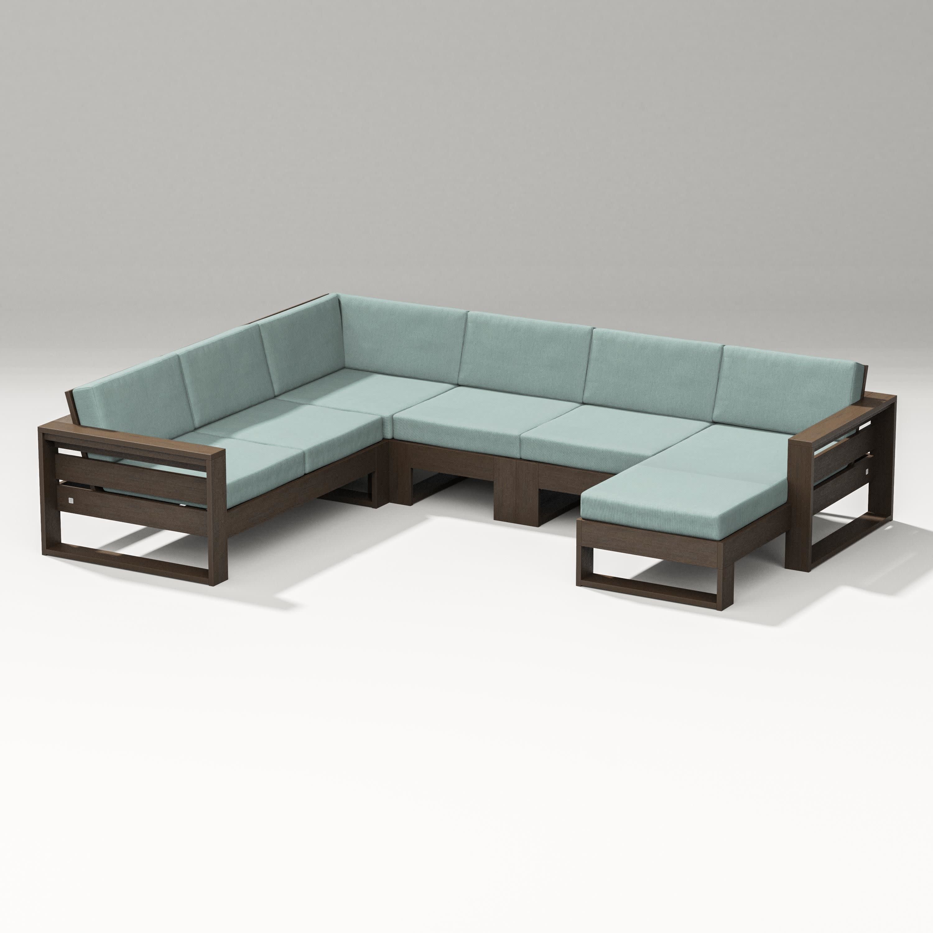 Latitude Corner Sectional with Right Chaise in Kona / Glacier Spa