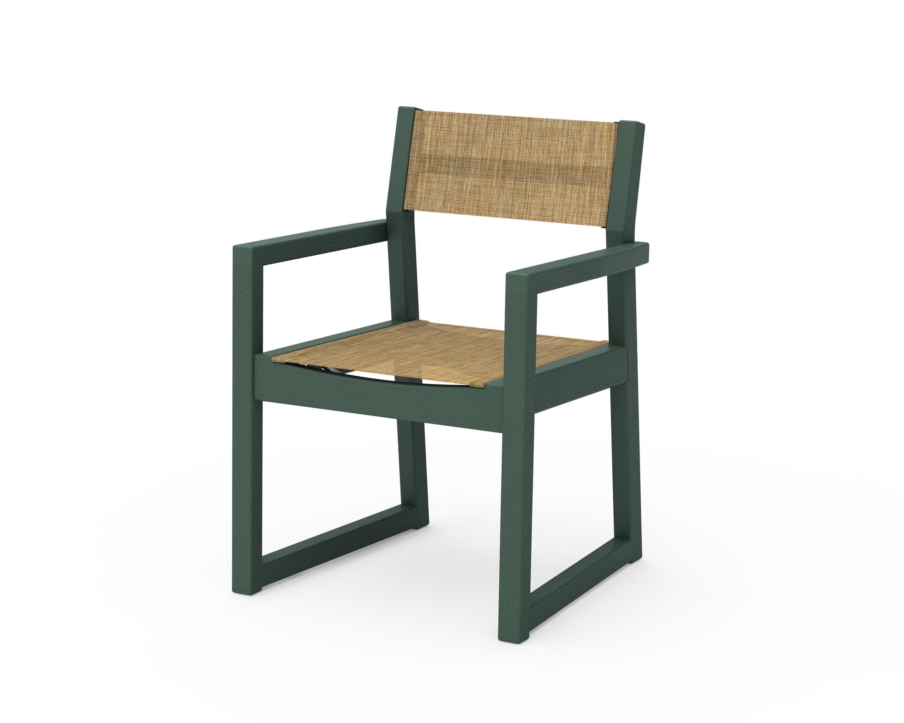 EDGE Sling Dining Arm Chair in Green / Burlap Sling
