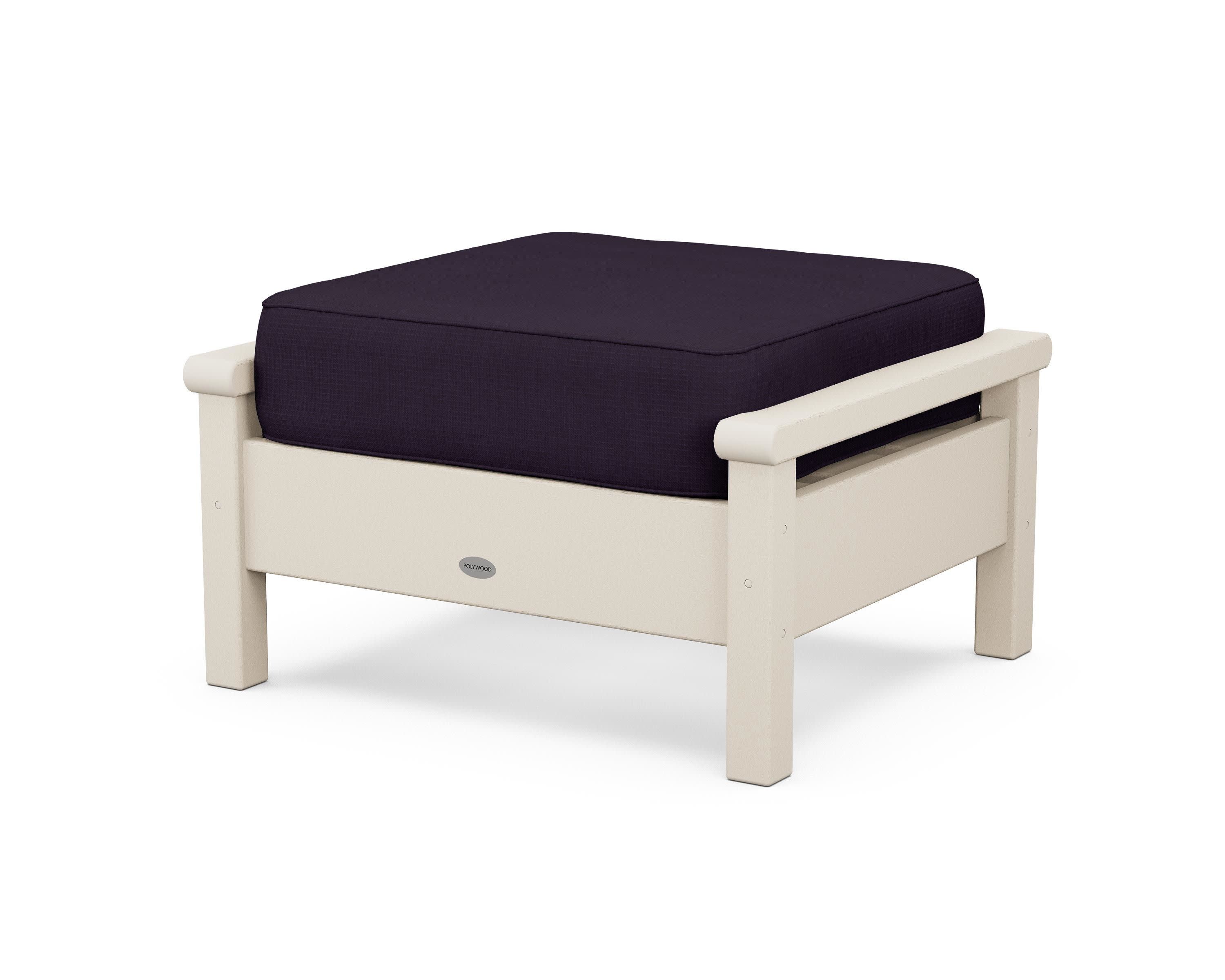 Harbour Deep Seating Ottoman in Sand / Navy Linen