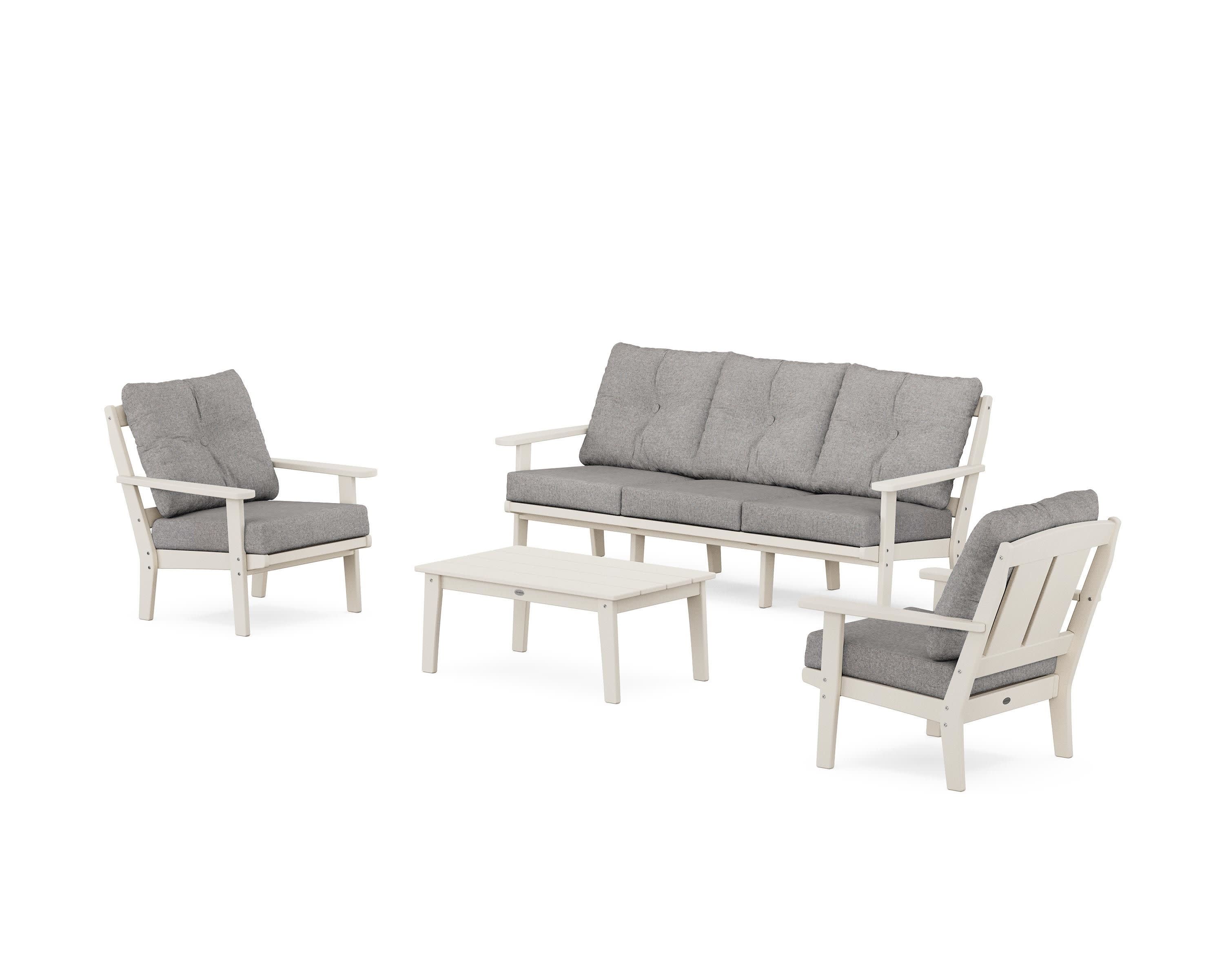 Mission 4-Piece Deep Seating Set with Sofa in Sand / Grey Mist