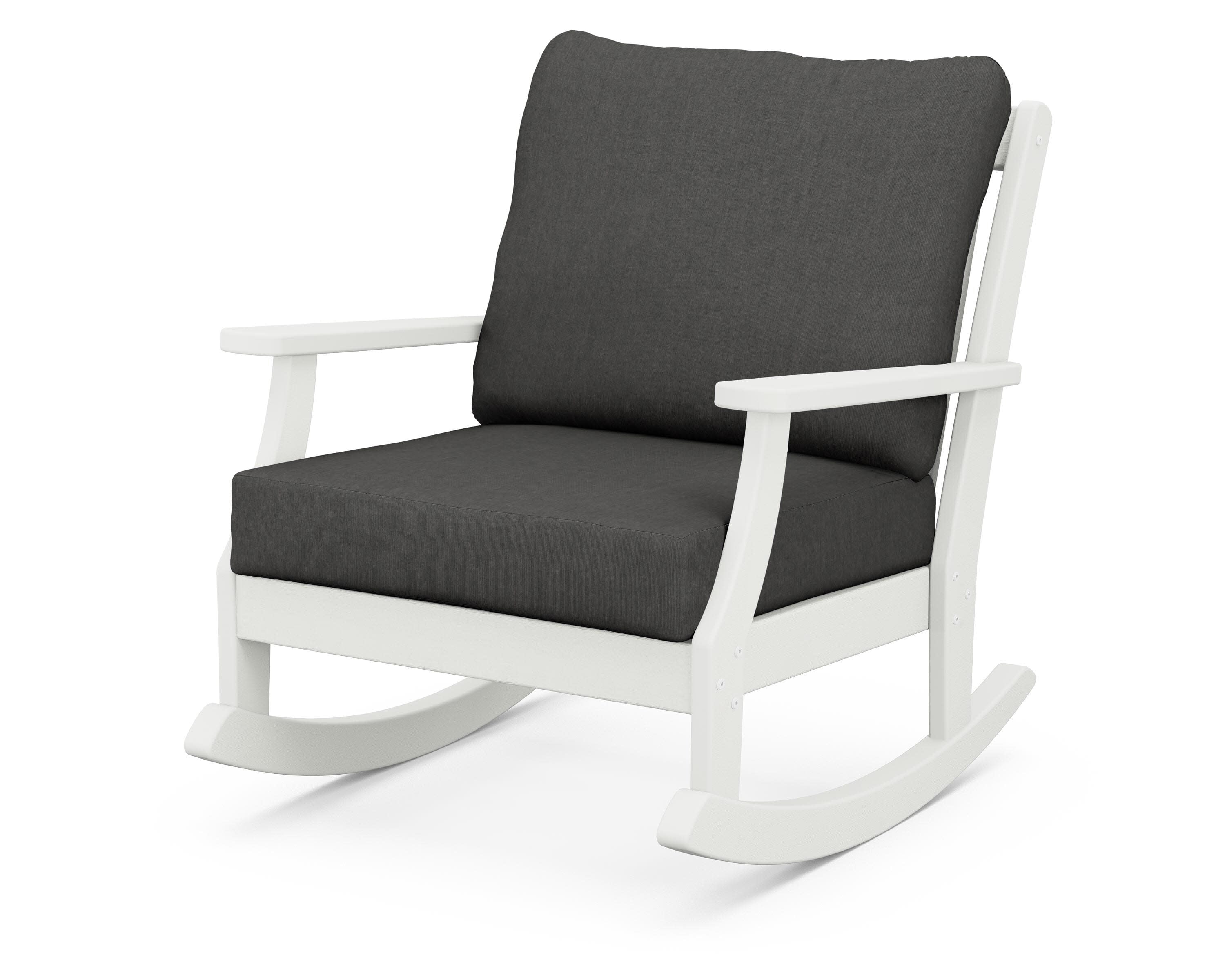 Braxton Deep Seating Rocking Chair in Vintage White / Spectrum Carbon
