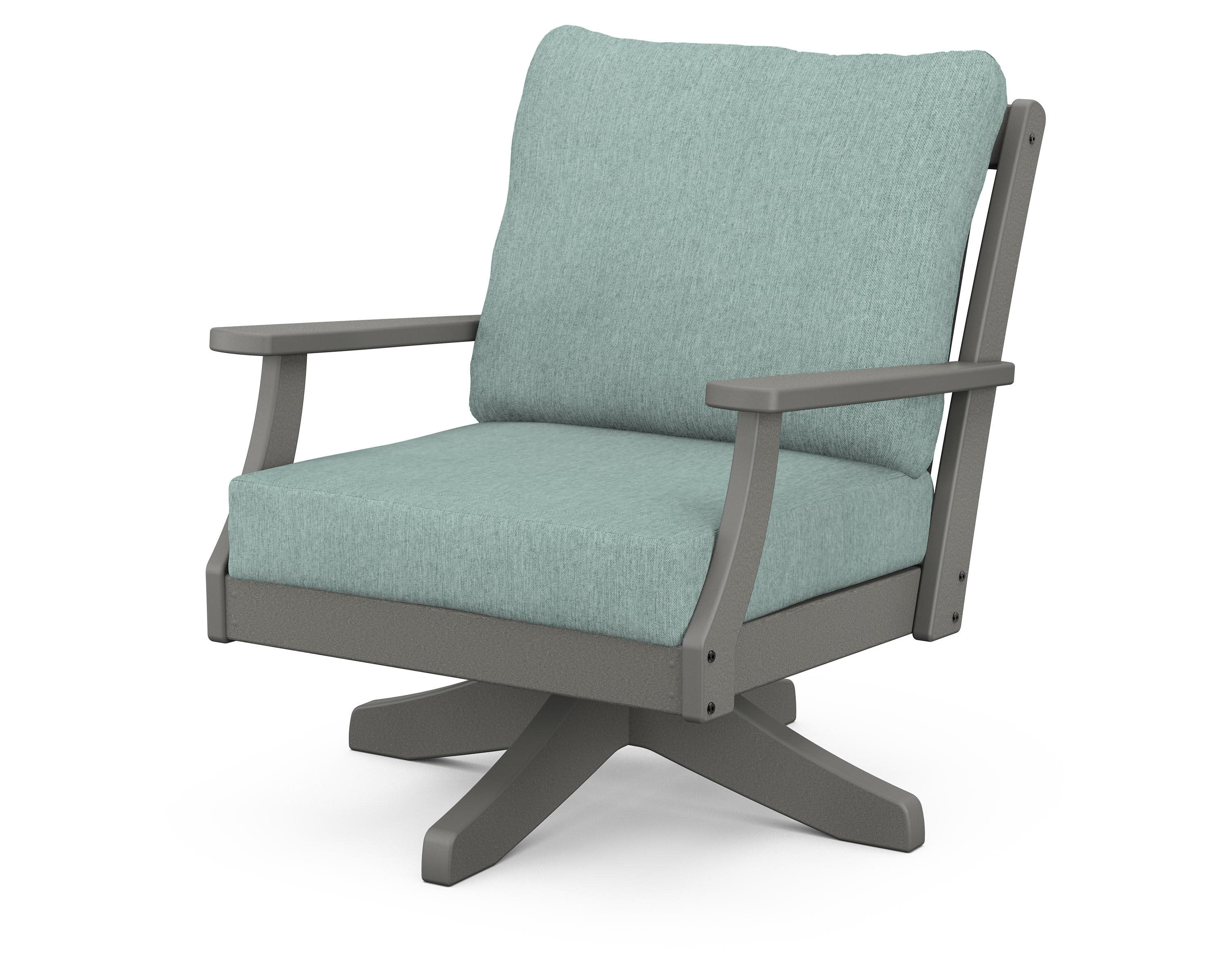 Braxton Deep Seating Swivel Chair in Slate Grey / Glacier Spa