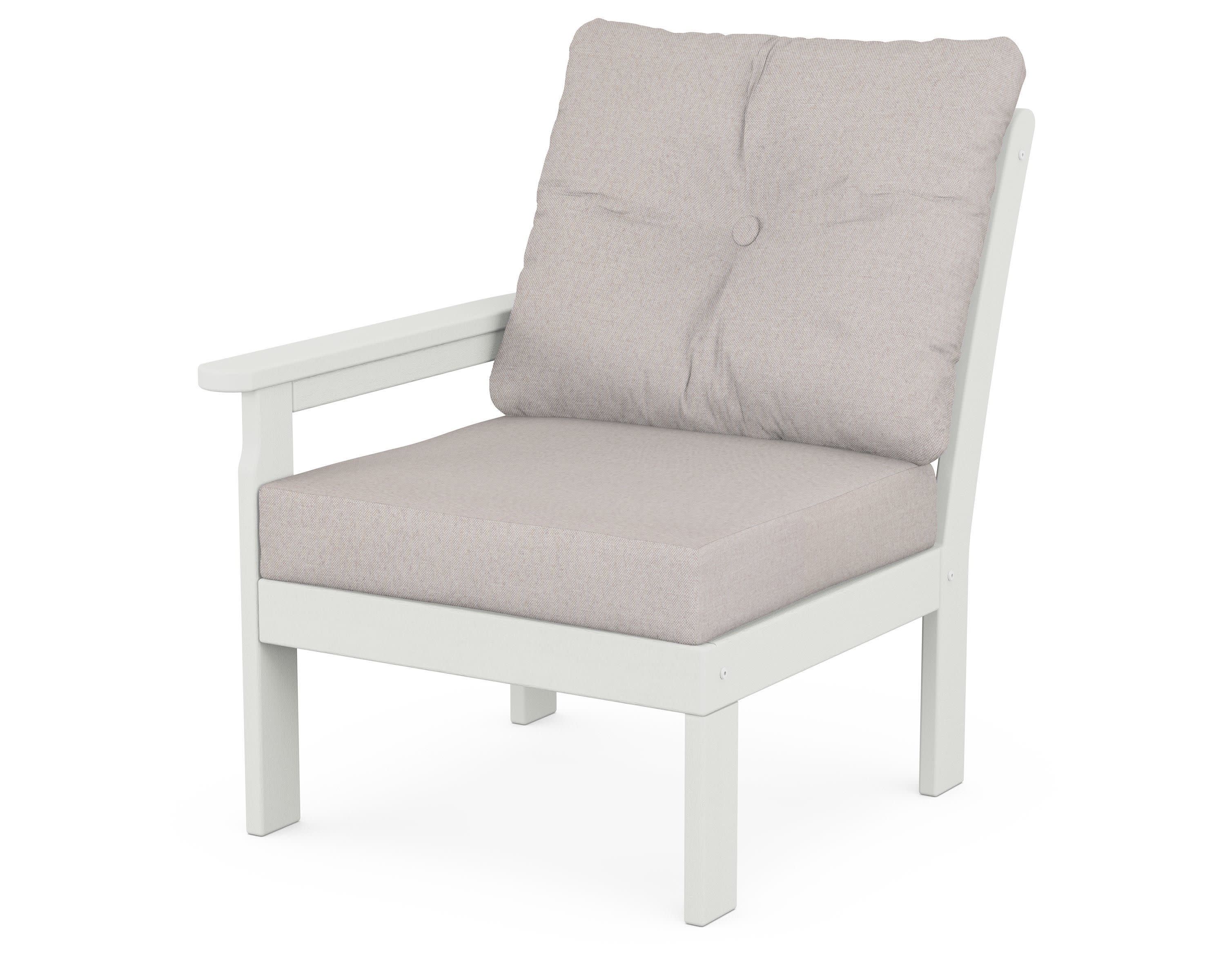 Vineyard Modular Left Arm Chair in Vintage White / Dune Burlap