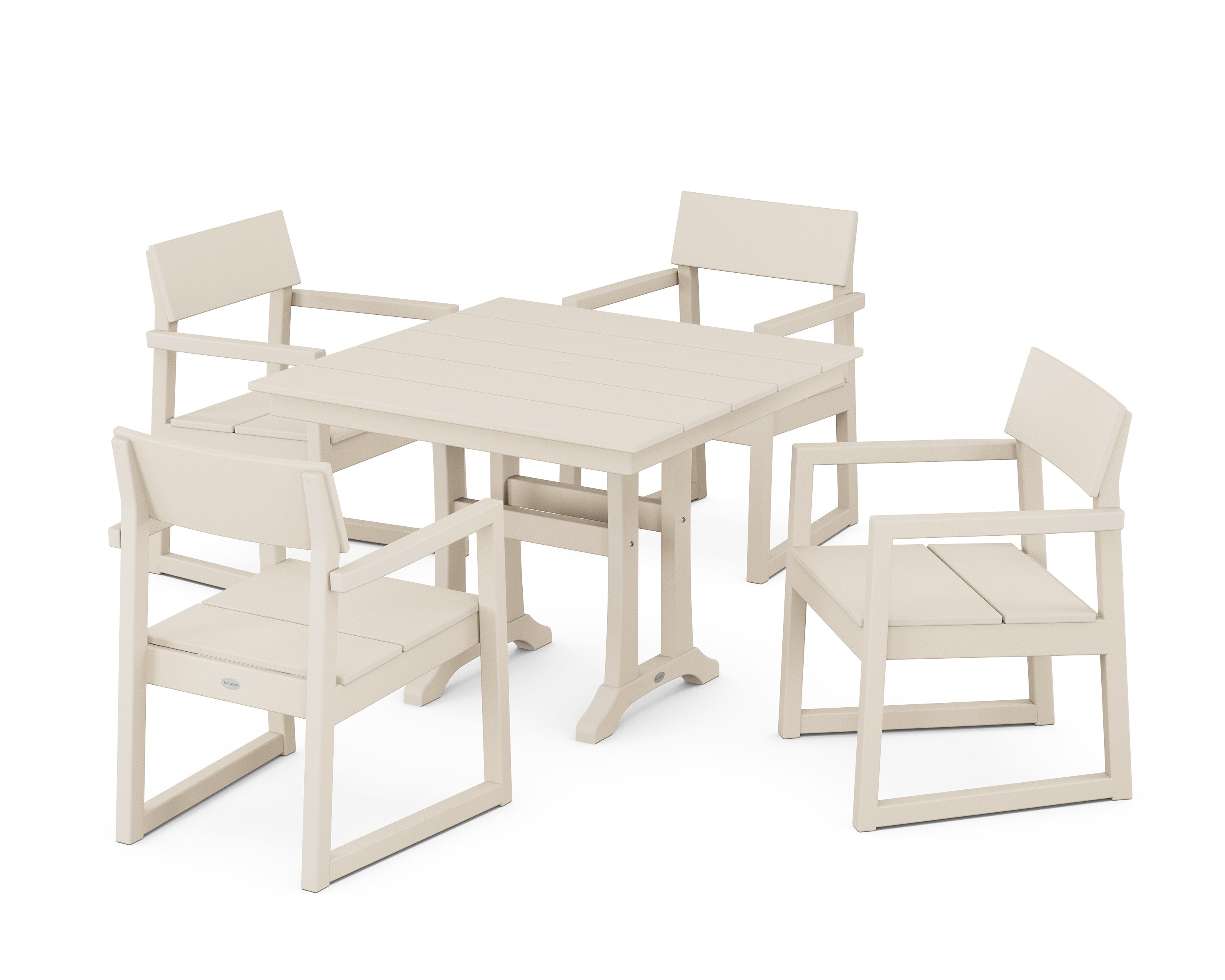 EDGE 5-Piece Farmhouse Dining Set With Trestle Legs in Sand