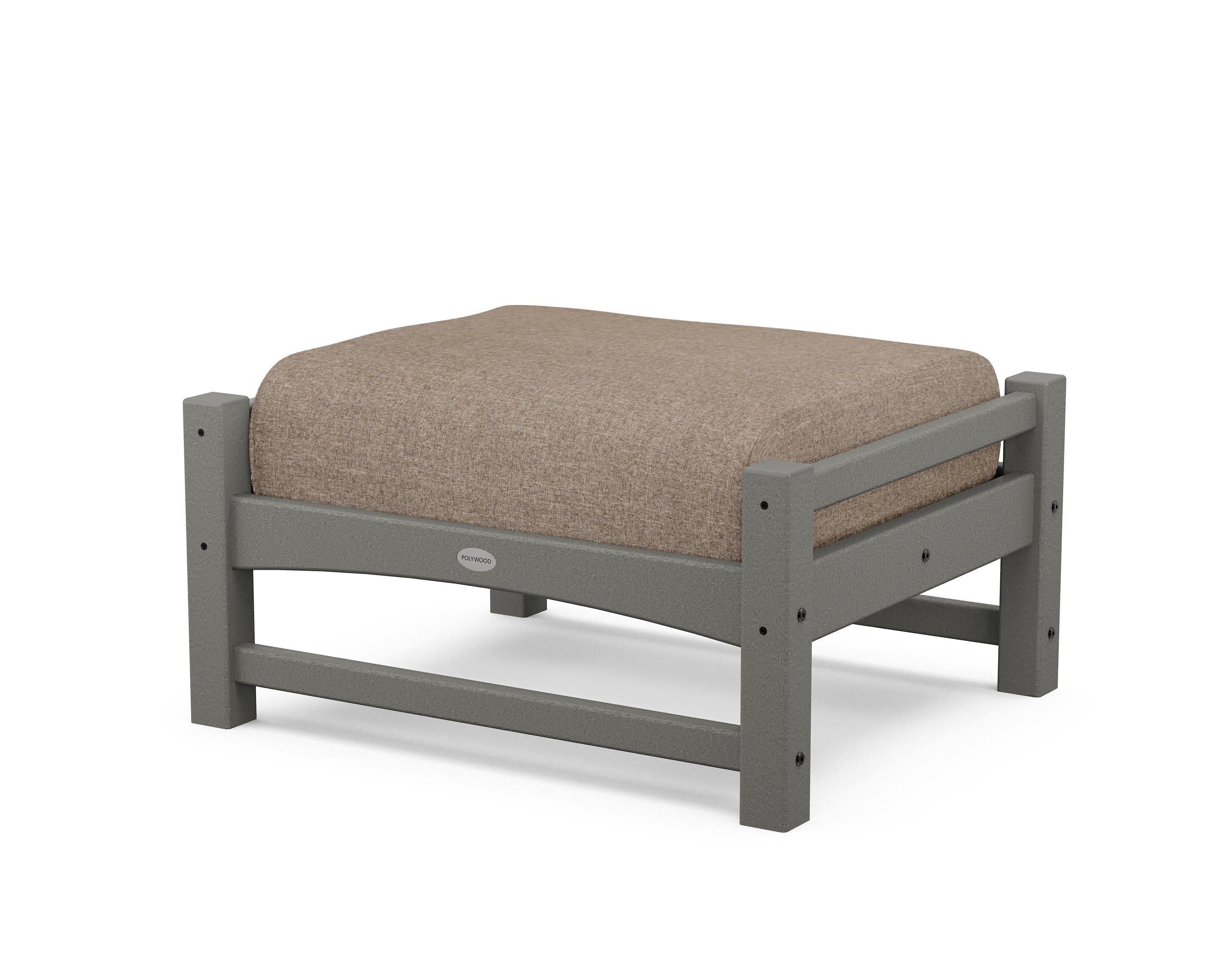 Club Ottoman in Slate Grey / Spiced Burlap