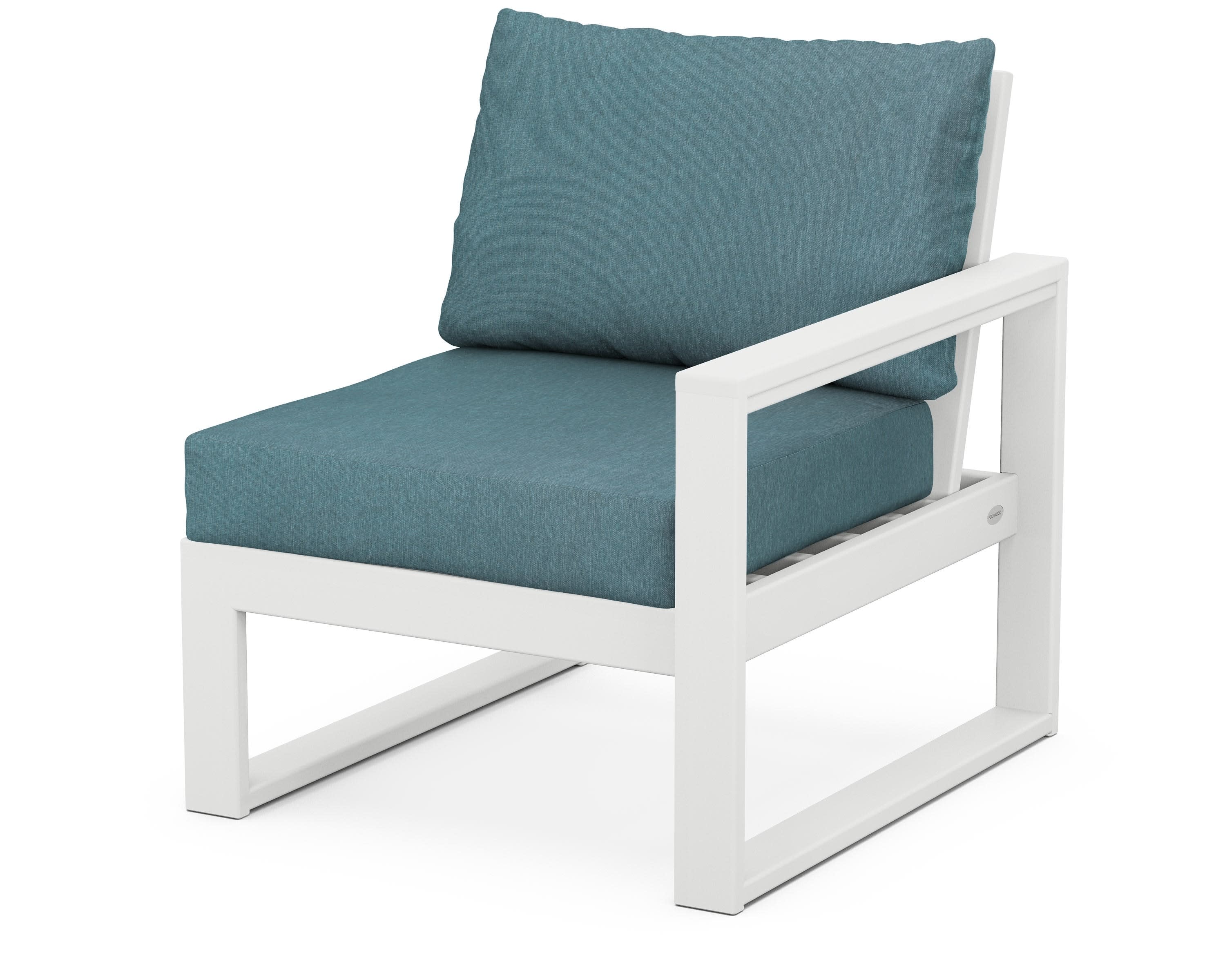 EDGE Modular Right Arm Chair in White / Ocean Teal