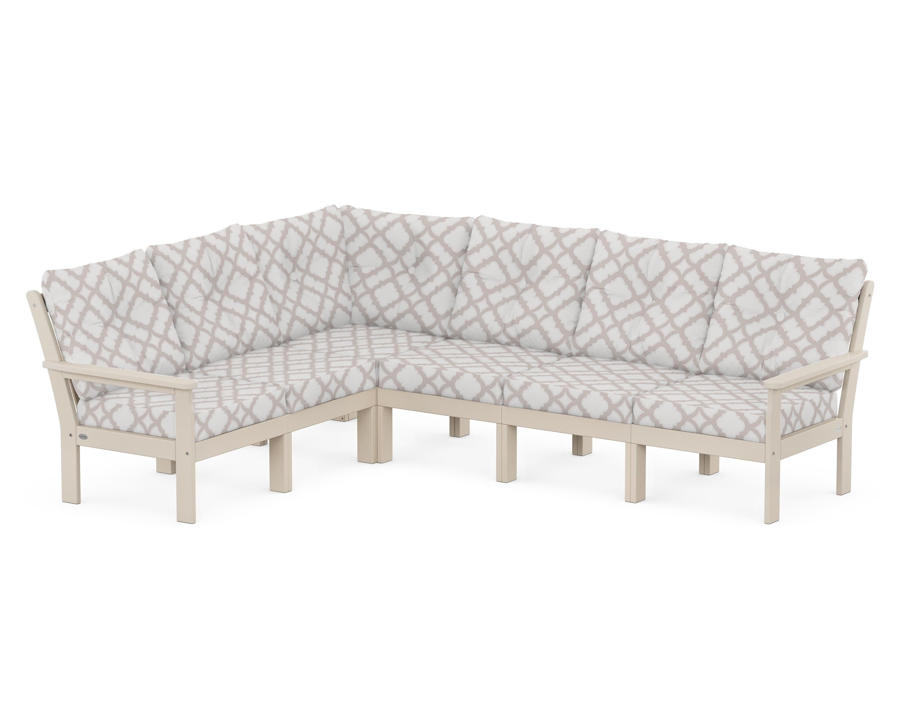 Vineyard 6-Piece Sectional in Sand / Trellis Dune Burlap